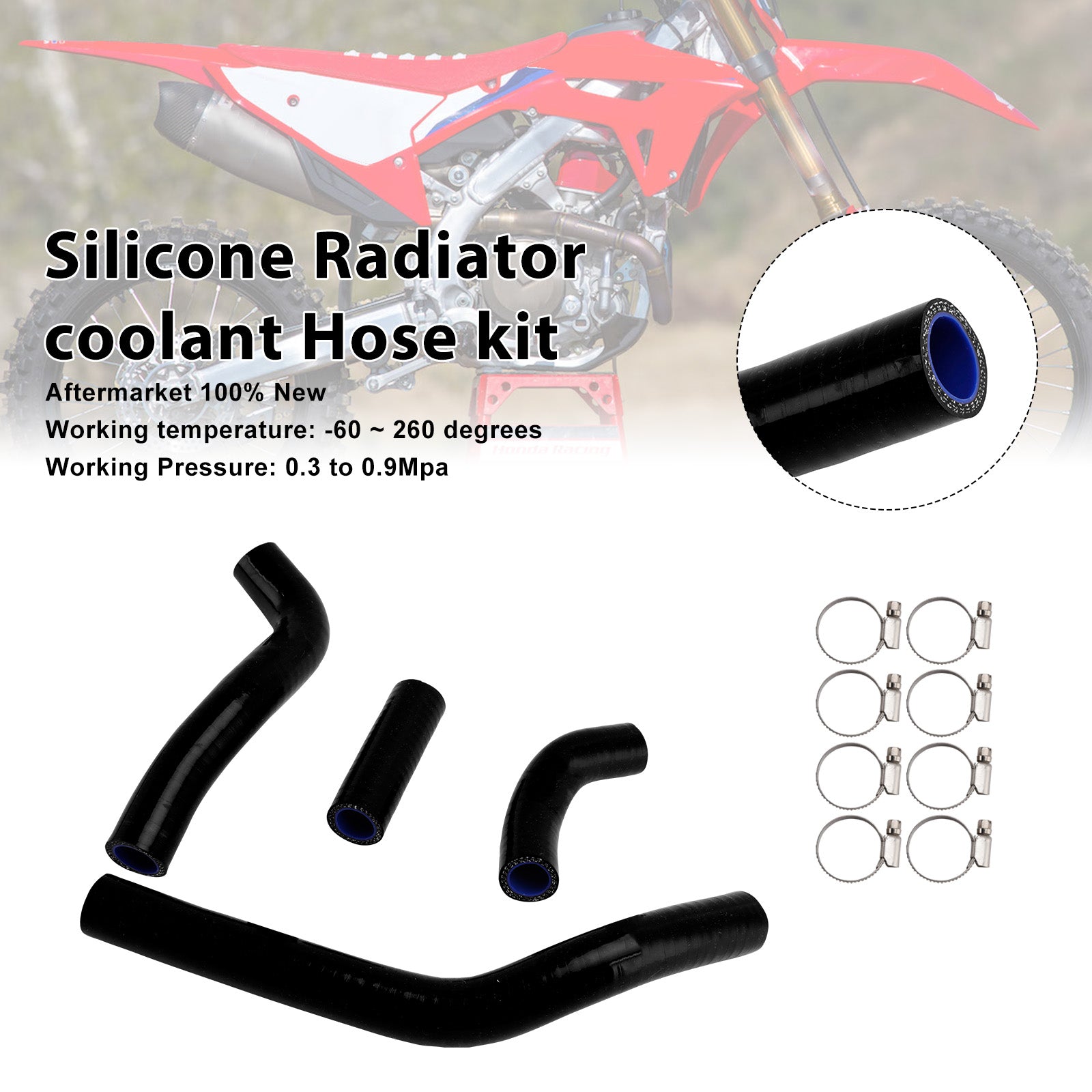 Honda CRF450R RX RWE 21-25 Silicone Radiator coolant Hose kit