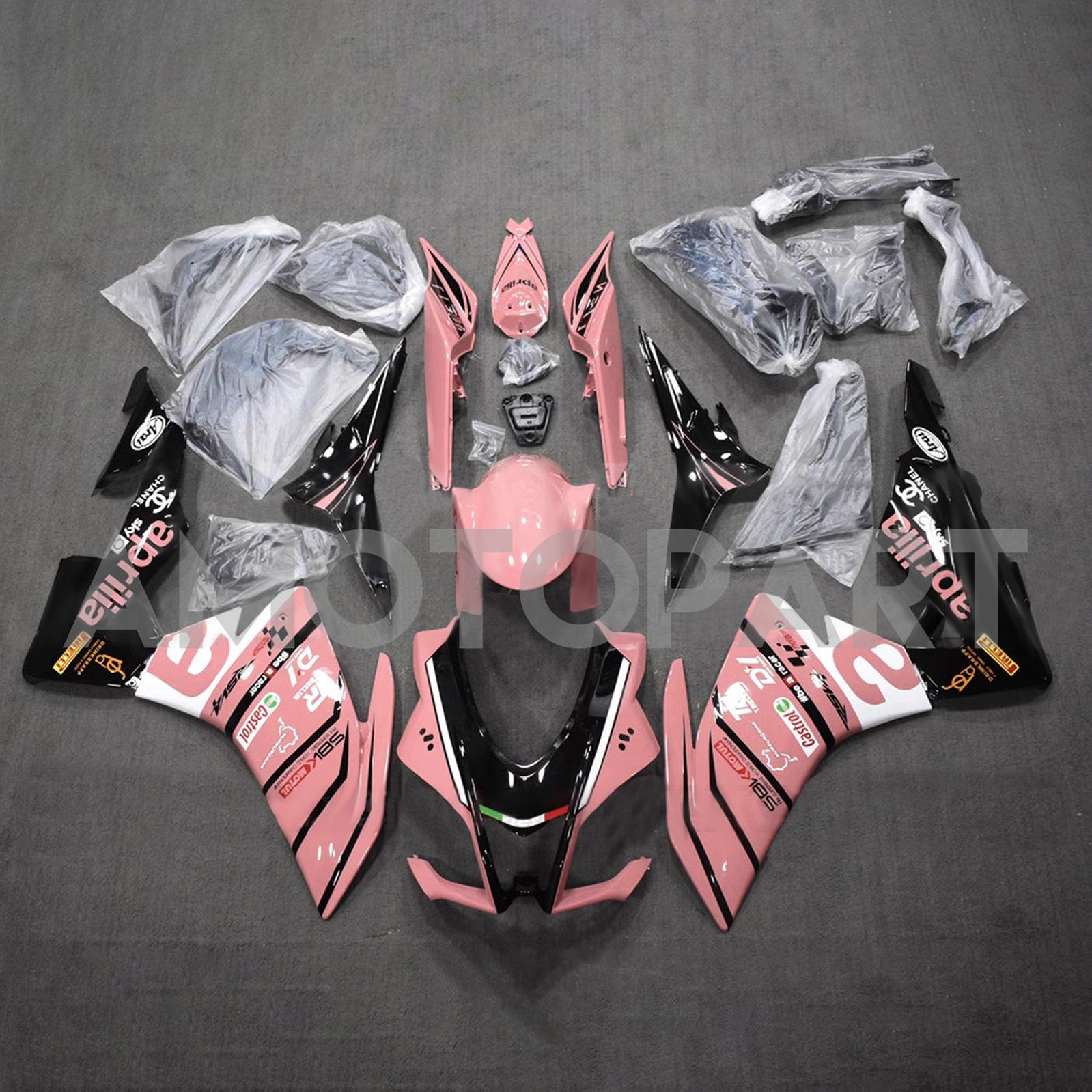 Amotopart 2016-2020 Aprilia RSV4 1000 Black Pink Fairing Kit