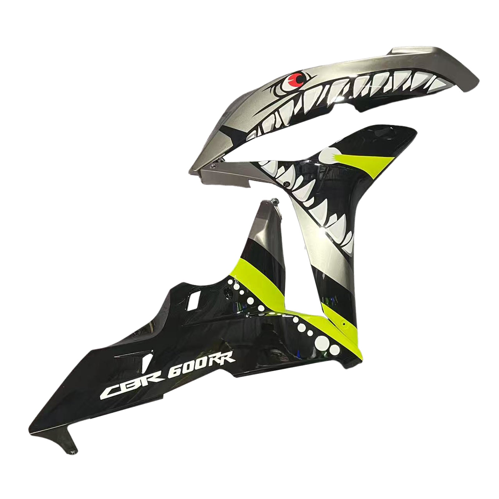 Amotopart 2007-2008 Honda CBR600RR Fluoreszenzgelbgrün mit Haifischzähneverkleidungskit
