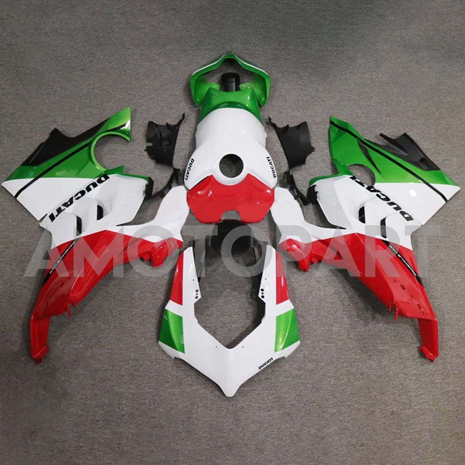 Amotopart Ducati 20-21 Panigale V4 V4S White Red & Green Fairing Kit