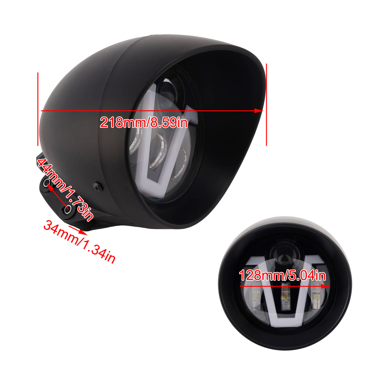 5.75" Motorcycle Spotlight Headlight Led 4000lm For Cruise Cafe Racer Chrome