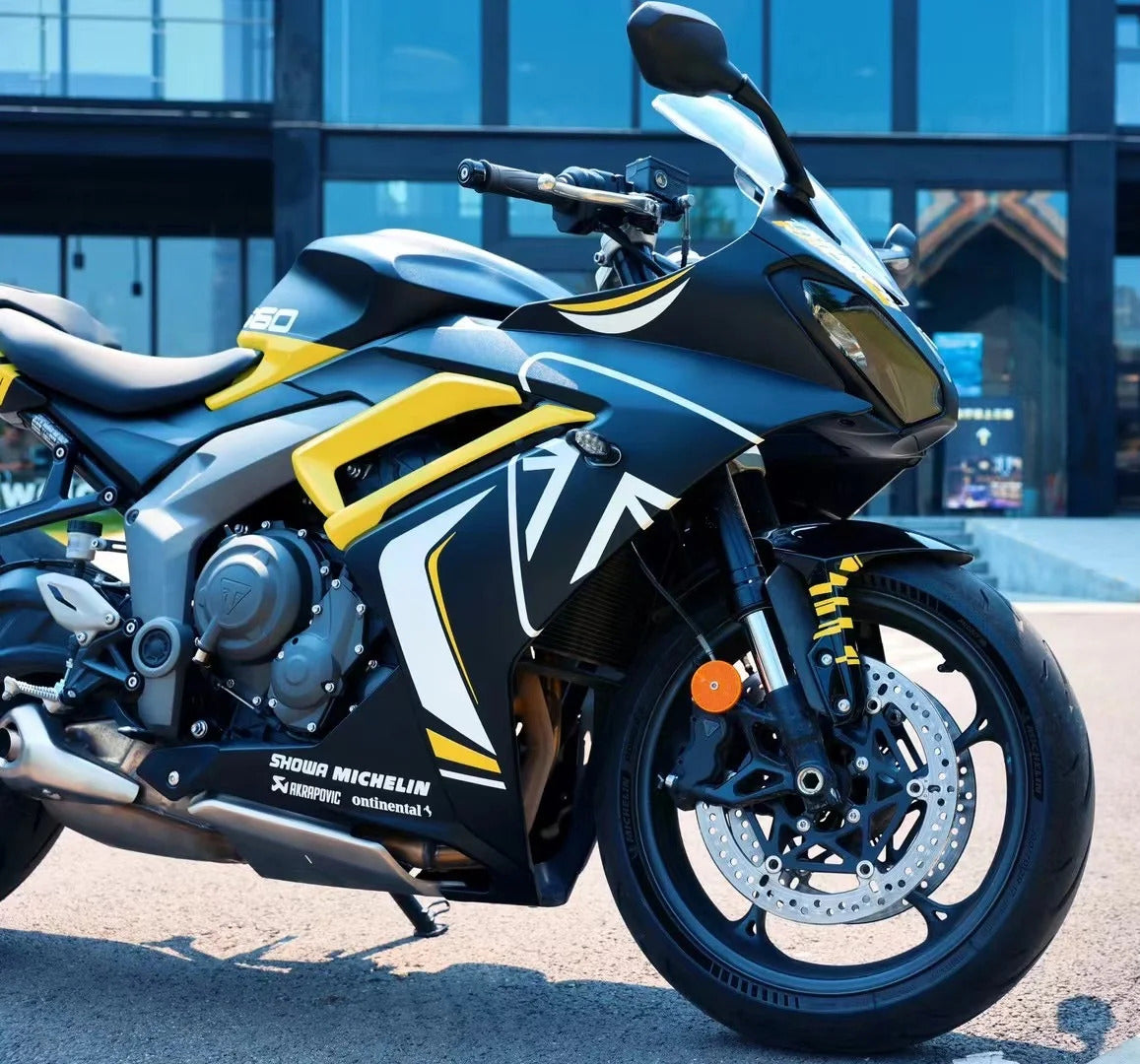 Amotopart 2024-2025 Triumph Daytona 660 Matte Black White Yellow Fairing Kit