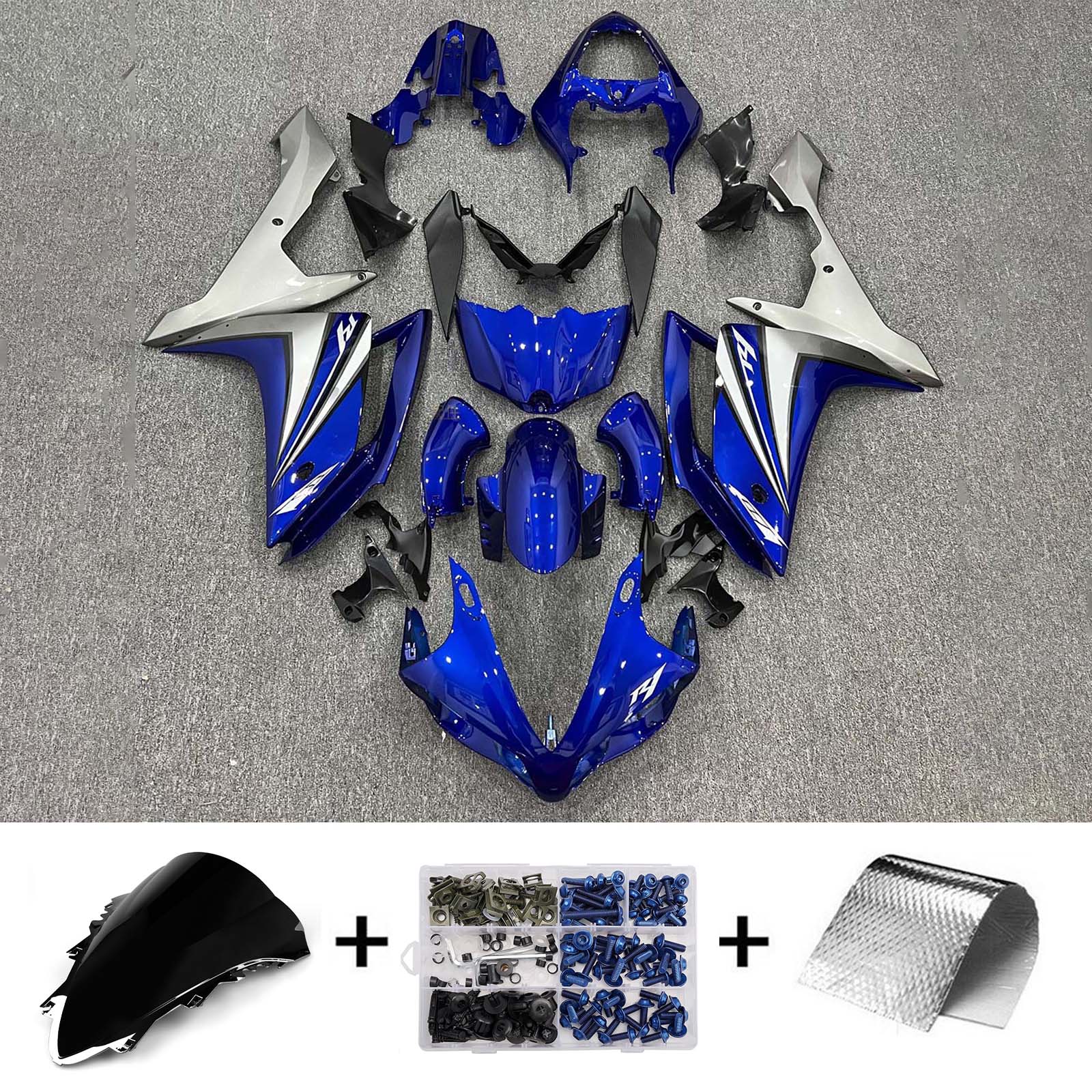 Amotopart 2007-2008 Yamaha YZF 1000 R1 Blue/Silver Fairing Kit