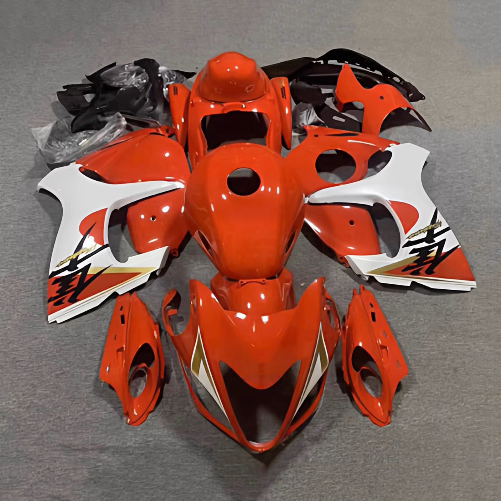 Amotopart 2008-2020 Suzuki Hayabusa GSX1300R Orange/White Fairing Kit