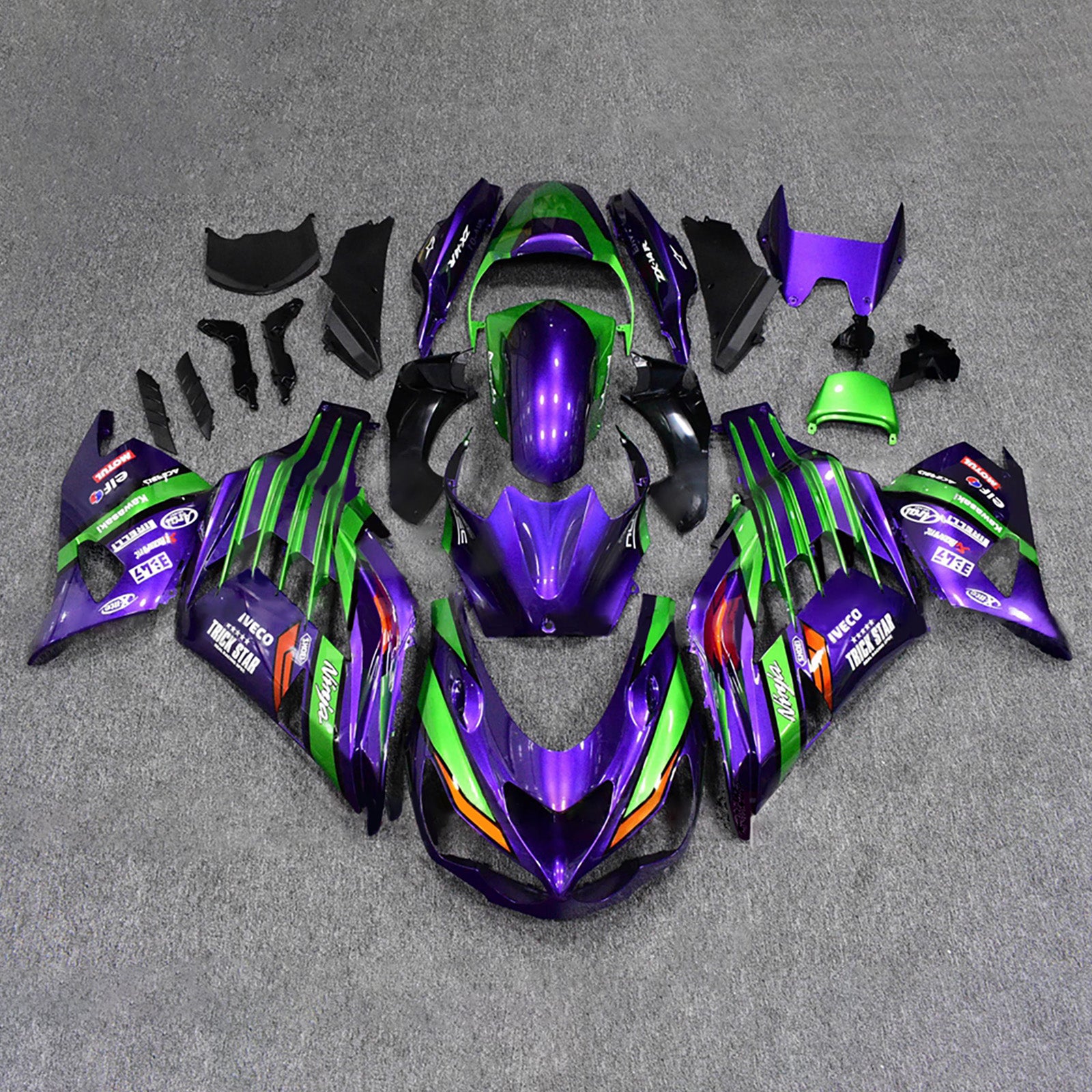 Amotopart 2012-2025 Kawasaki ZX14R ZZR1400 Glossy Purple Green Fairing Kit