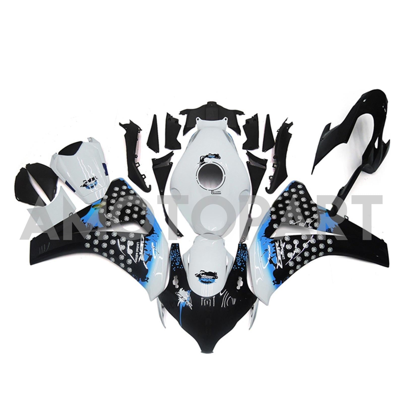 Amotopart 2008-2011 Honda CBR1000RR Black & Blue Spot Fairing Kit