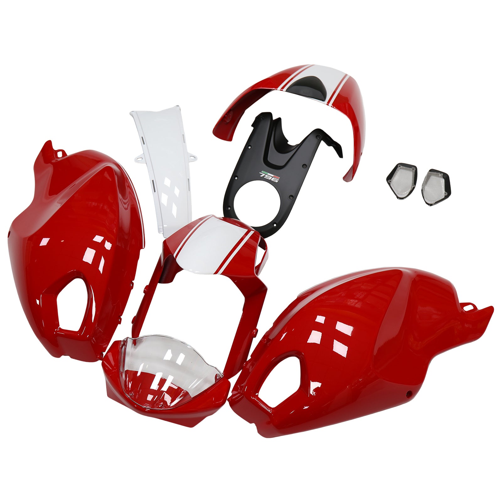 Amotopart alle år Ducati Monster 696 796 1100 S EVO Hvid/Rød Beklædningssæt