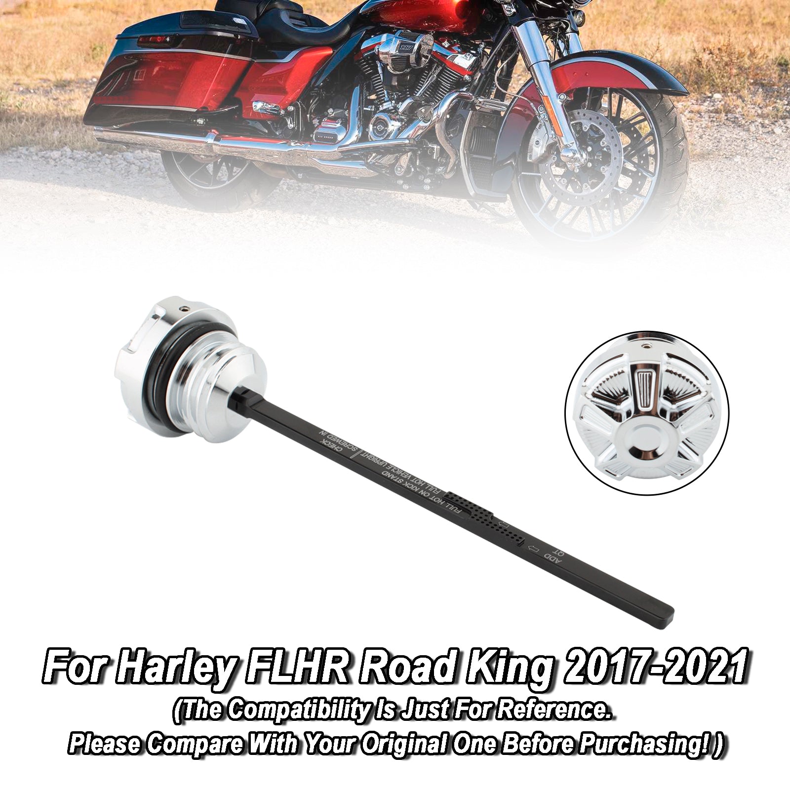 17-21 Road Electra Street Glide Road King Tapón de tapa de tanque de varilla medidora de aceite