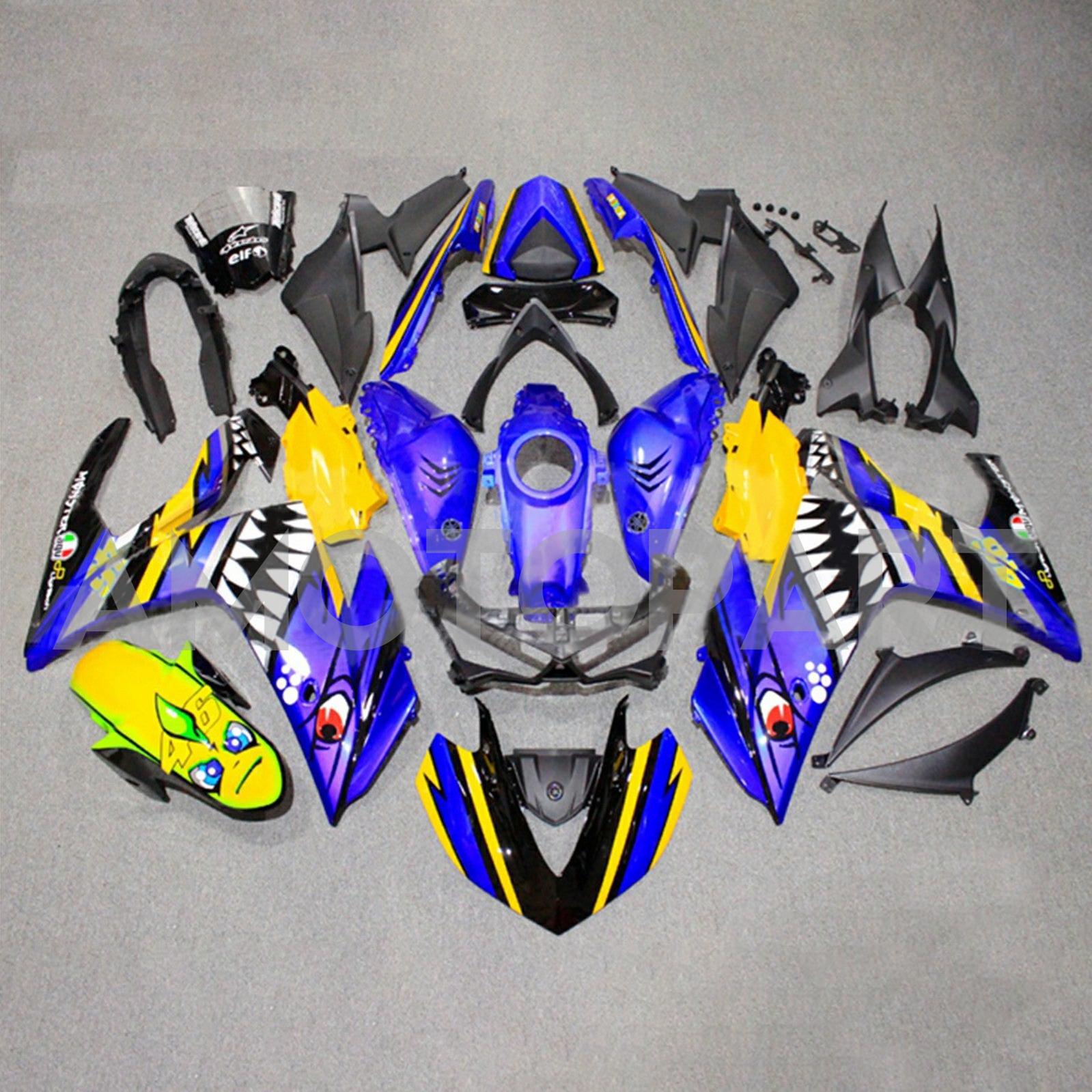 AMOTOTART YZF-R3 2014-2018 R25 2015-2017 Yamaha Blue & Yellow Style3 Kit de carenagem