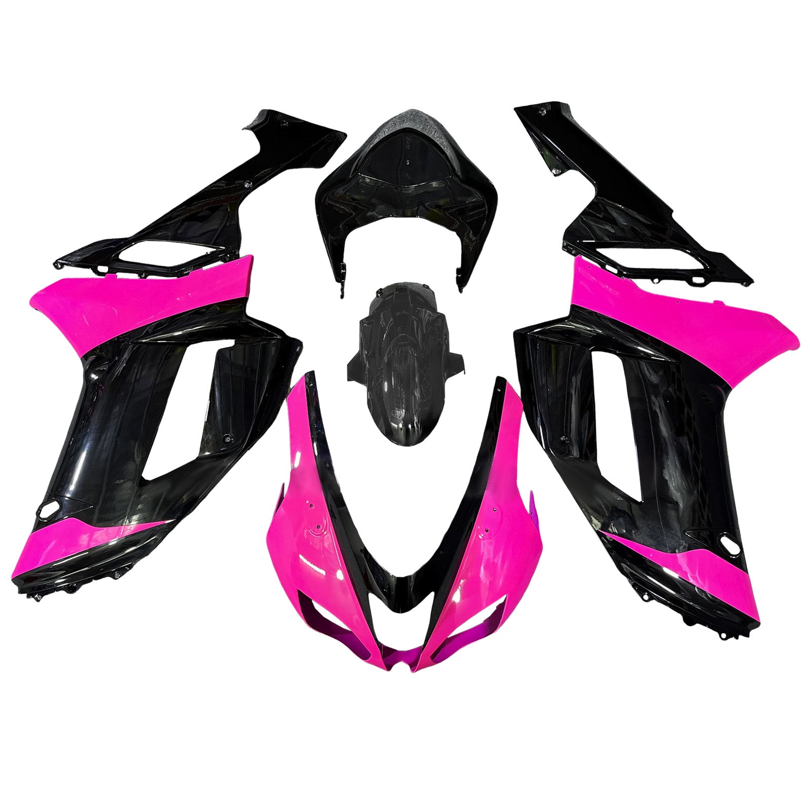 Amotopart 2007-2008 Kawasaki ZX6R 636 Black Pink Fairing Kit