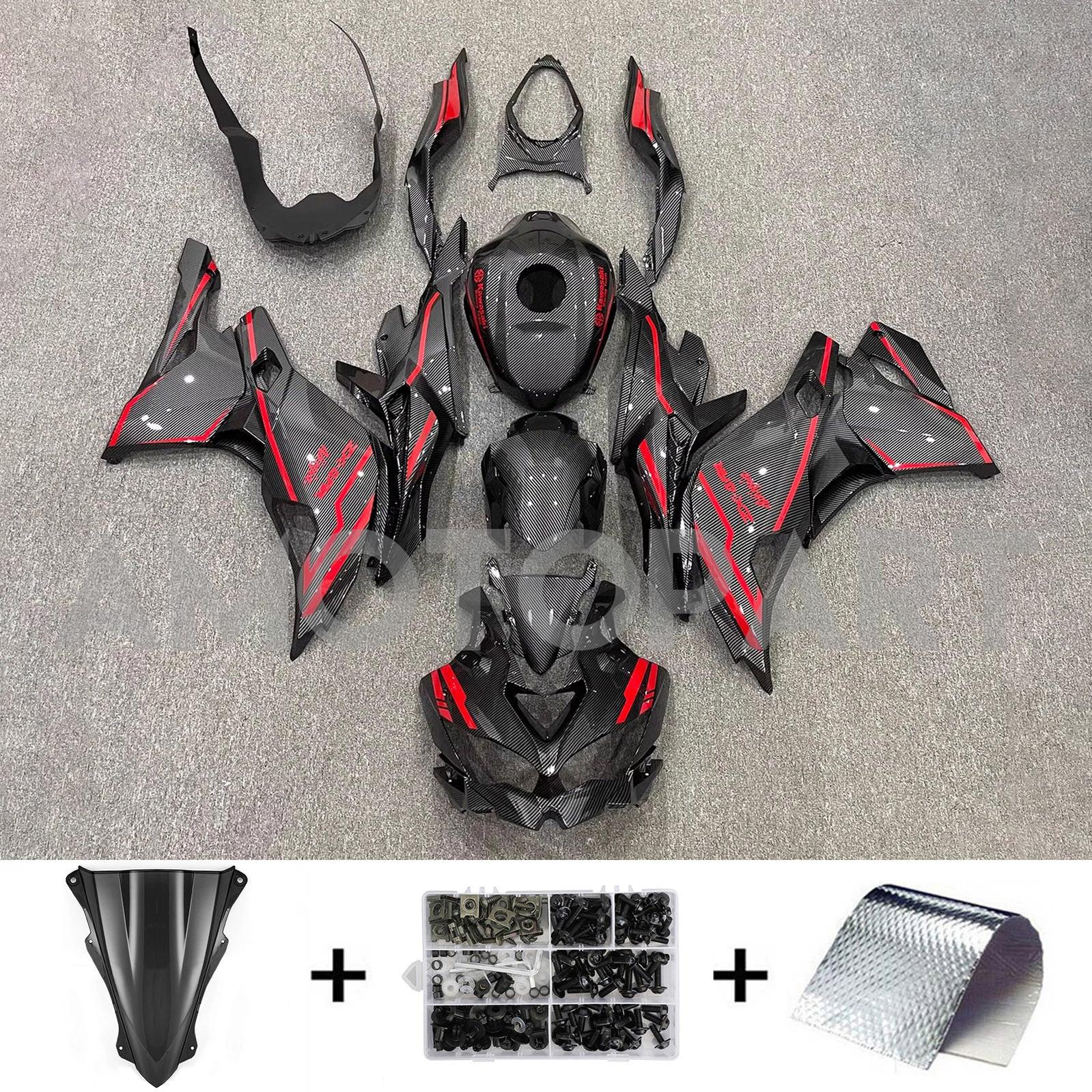 Amotopart 2019-2025 Ninja ZX-25R ZX-4R ZX-4RR KAWASAKI Carbonfaser mit rotem Akzentverkleidungskit
