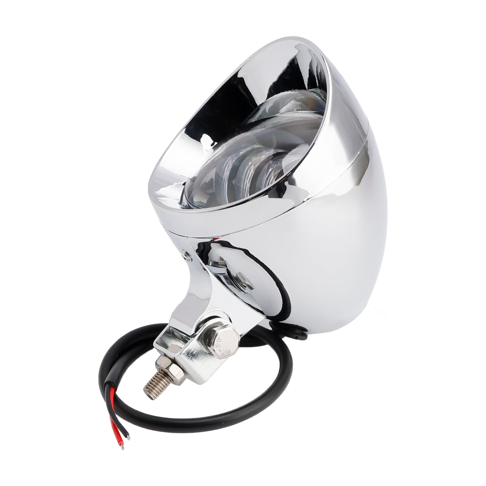 Racer Bobber Chopper Motorcycle Beam Headlight Fog Lamp Custom Chrome