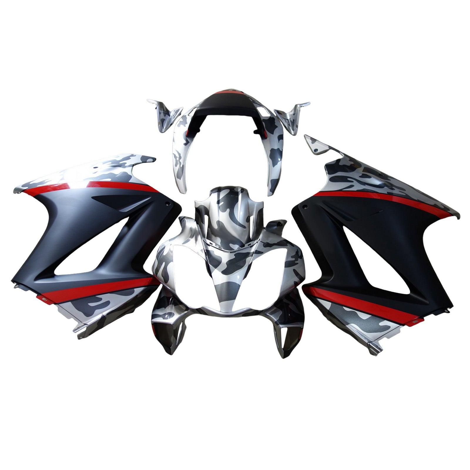 Amotopart 2002-2012 Honda VFR800 Black Grey Red Line Fairing Kit