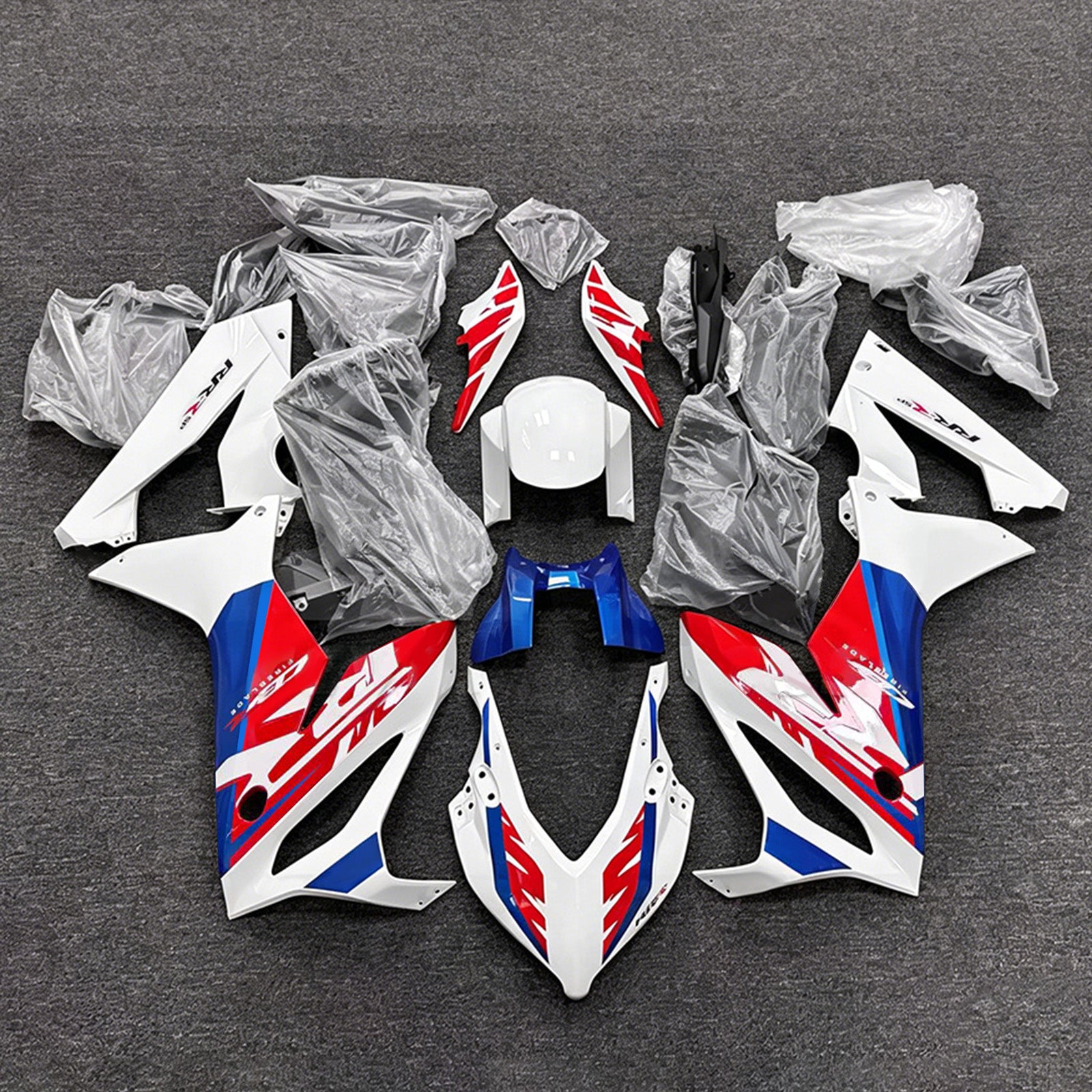 Amotopart 2019-2020 Honda CBR650R White/Red/Blue Fairing Kit