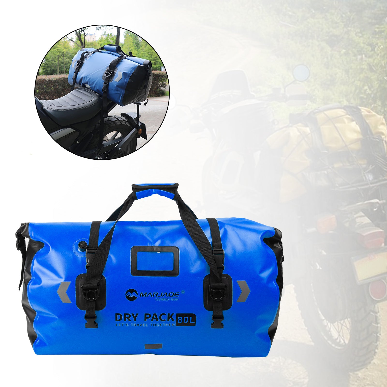 Motorcycle Universal Saddlebag Side Storage Tail Bag Pu Luggage 80L Blue