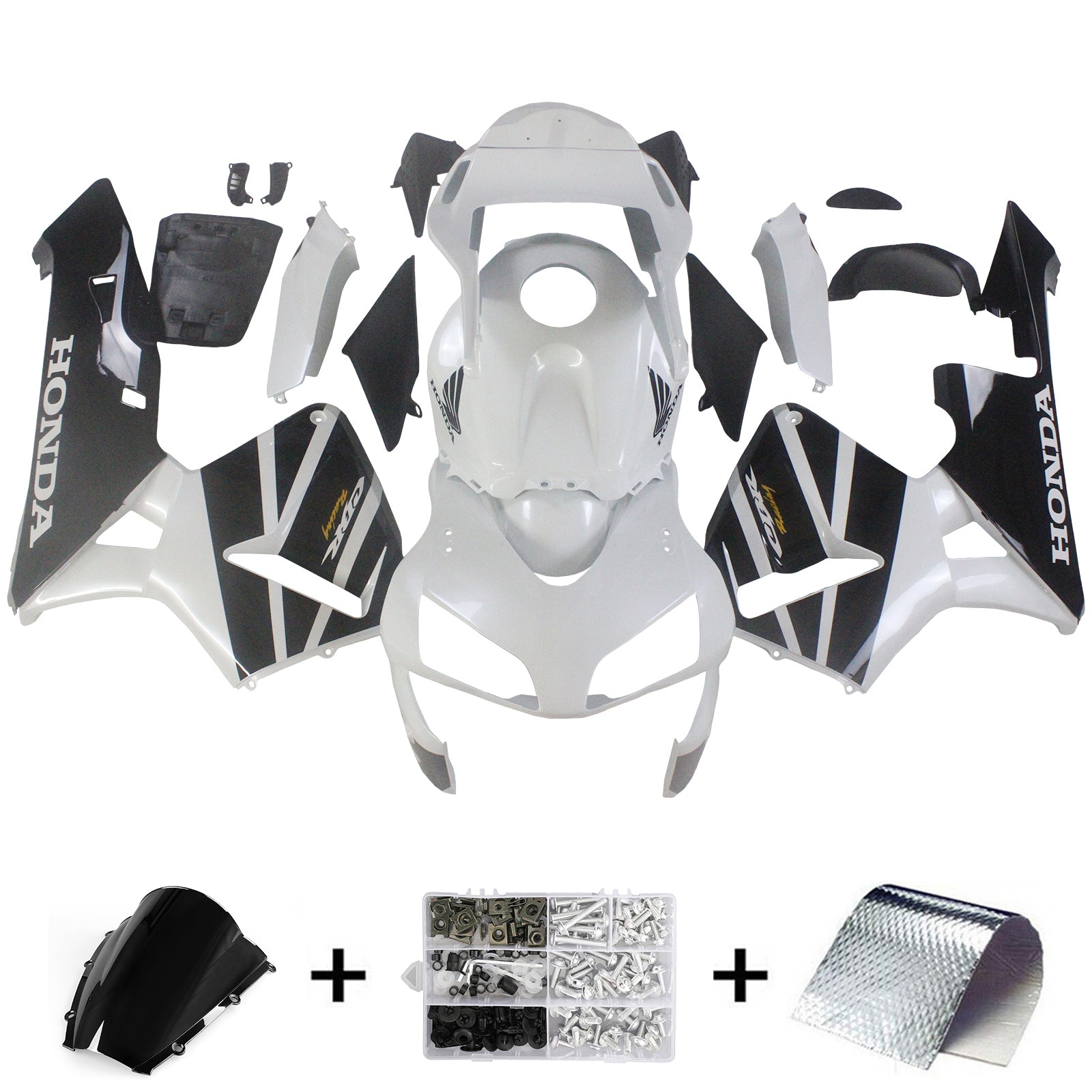Amotopart 2003-2004 Honda CBR600RR White Black Fairing Kit