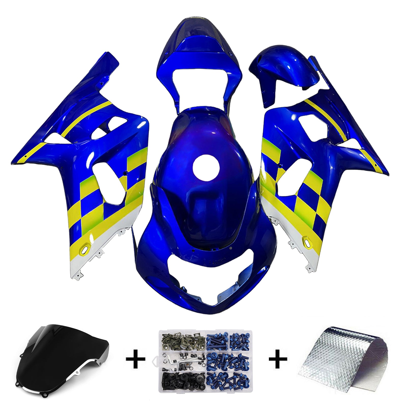 Amotopart Suzuki 00-03 GSXR 750 & 01-03 GSXR 600 Blue Yellow Fairing Kit