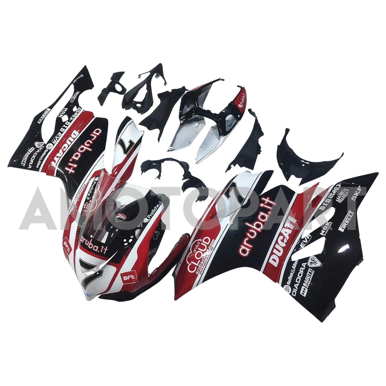 Amotopart 2012-2015 Ducati 899 Glänzende rote schwarze weiße Verkleidung Kit