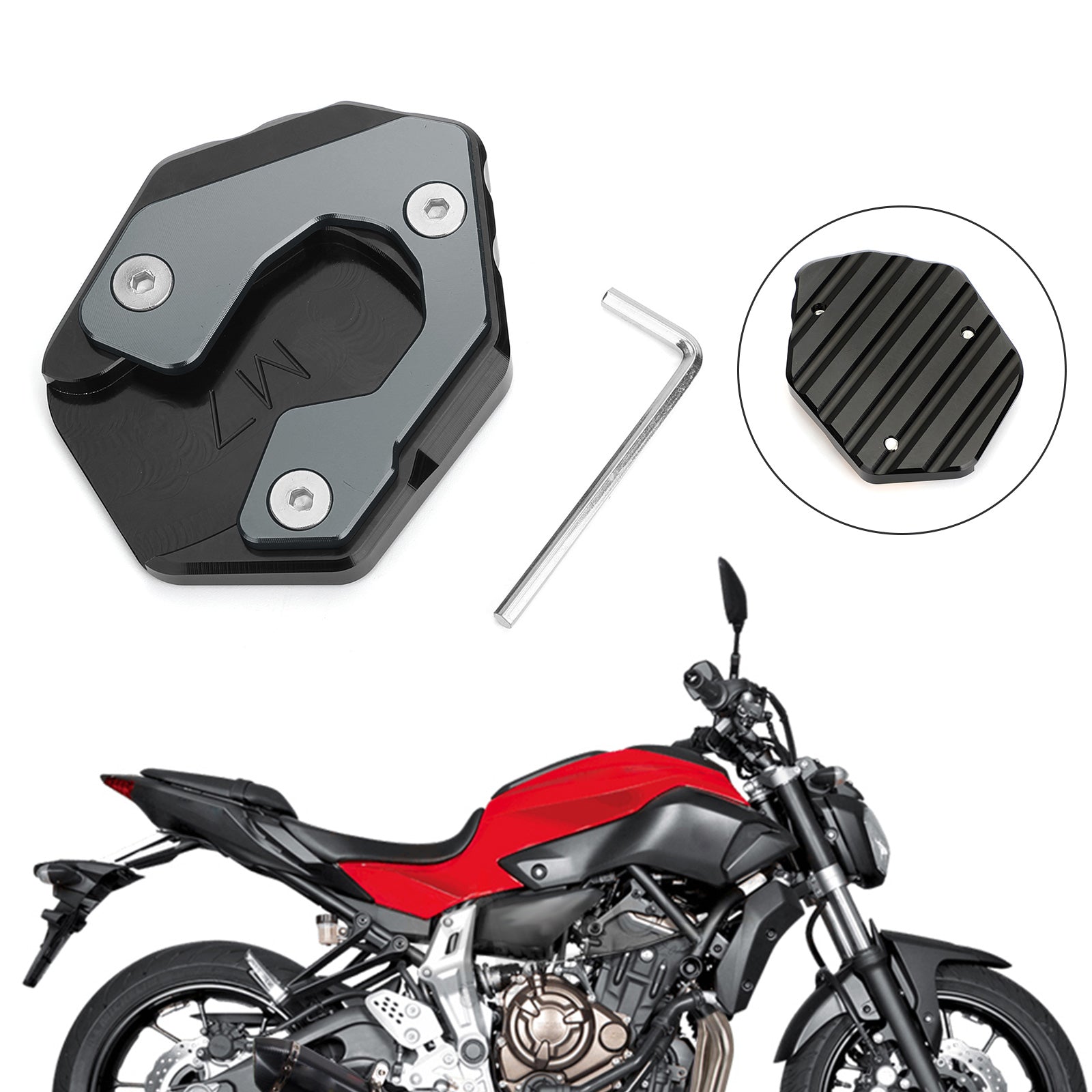 Yamaha MT-07 FZ-07 Extension du support latéral Extension Kickstand Plate de l'agrandissement