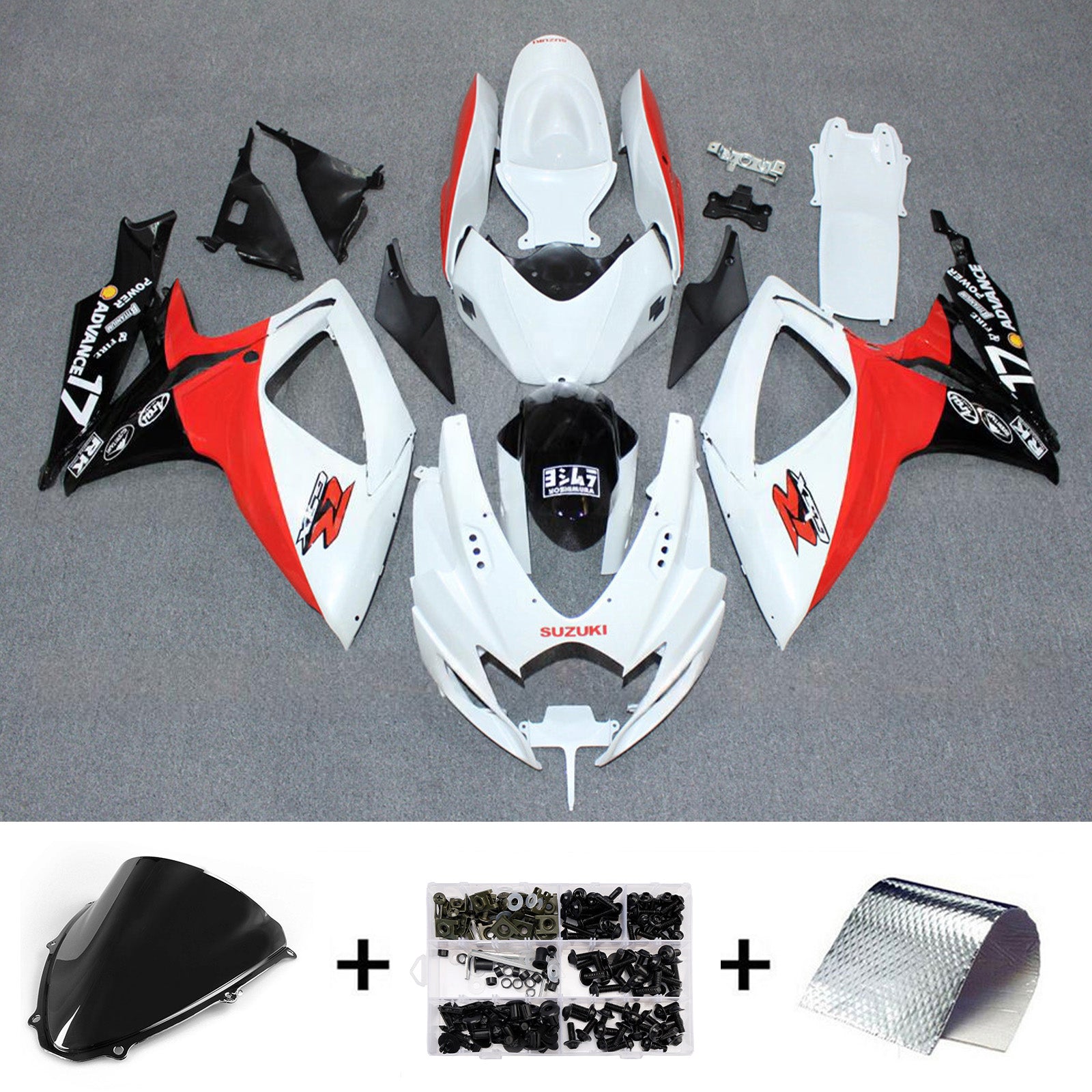 Amotopart 2006-2007 Suzuki GSXR 600/750 White Red Black Fairing Kit