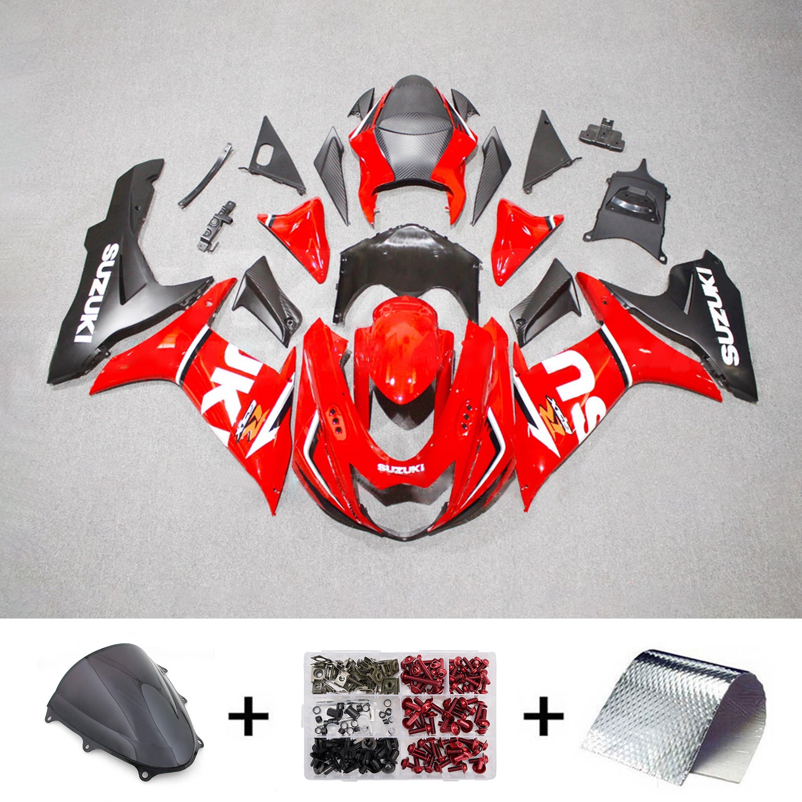 Amotopart 2011-2026 Suzuki GSXR 600/750 Red White Black Fairing Kit