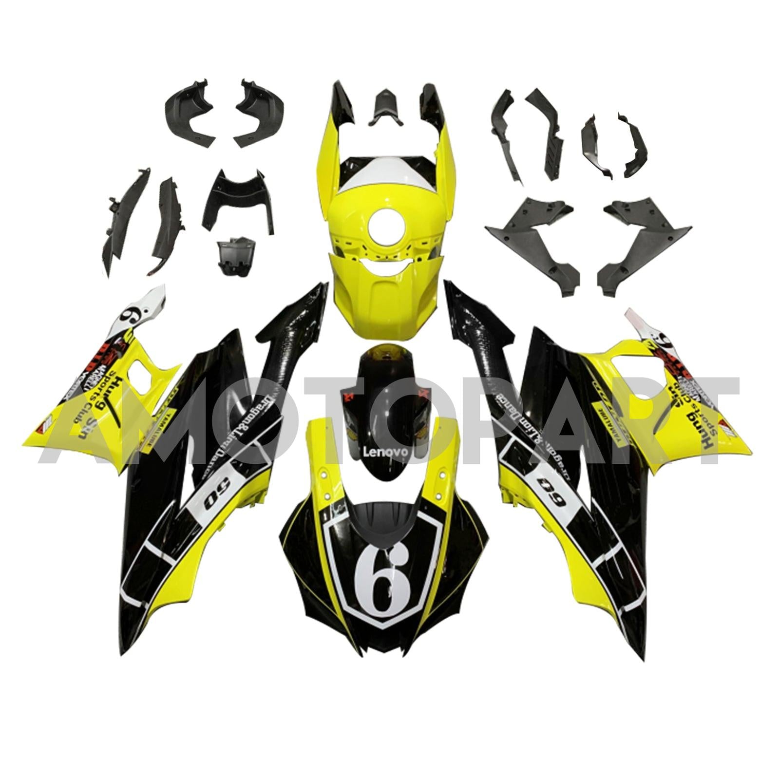 Amotopart 2022-2024 Yamaha YZF-R3 R25 Black&yellow Fairing Kit