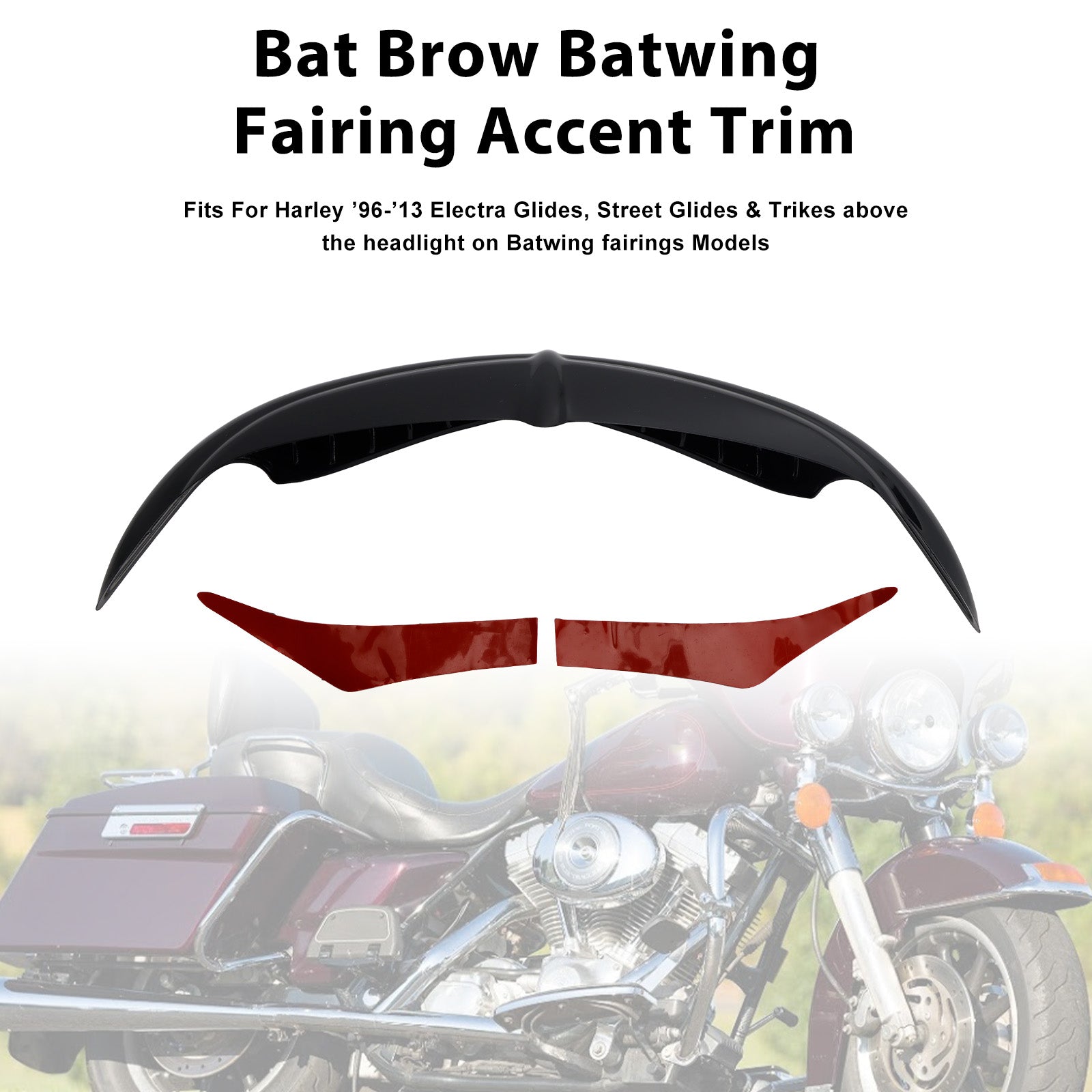 96-13 Electra Street Glides Trikes Bat Brow Batwing Fairing Accent Trim