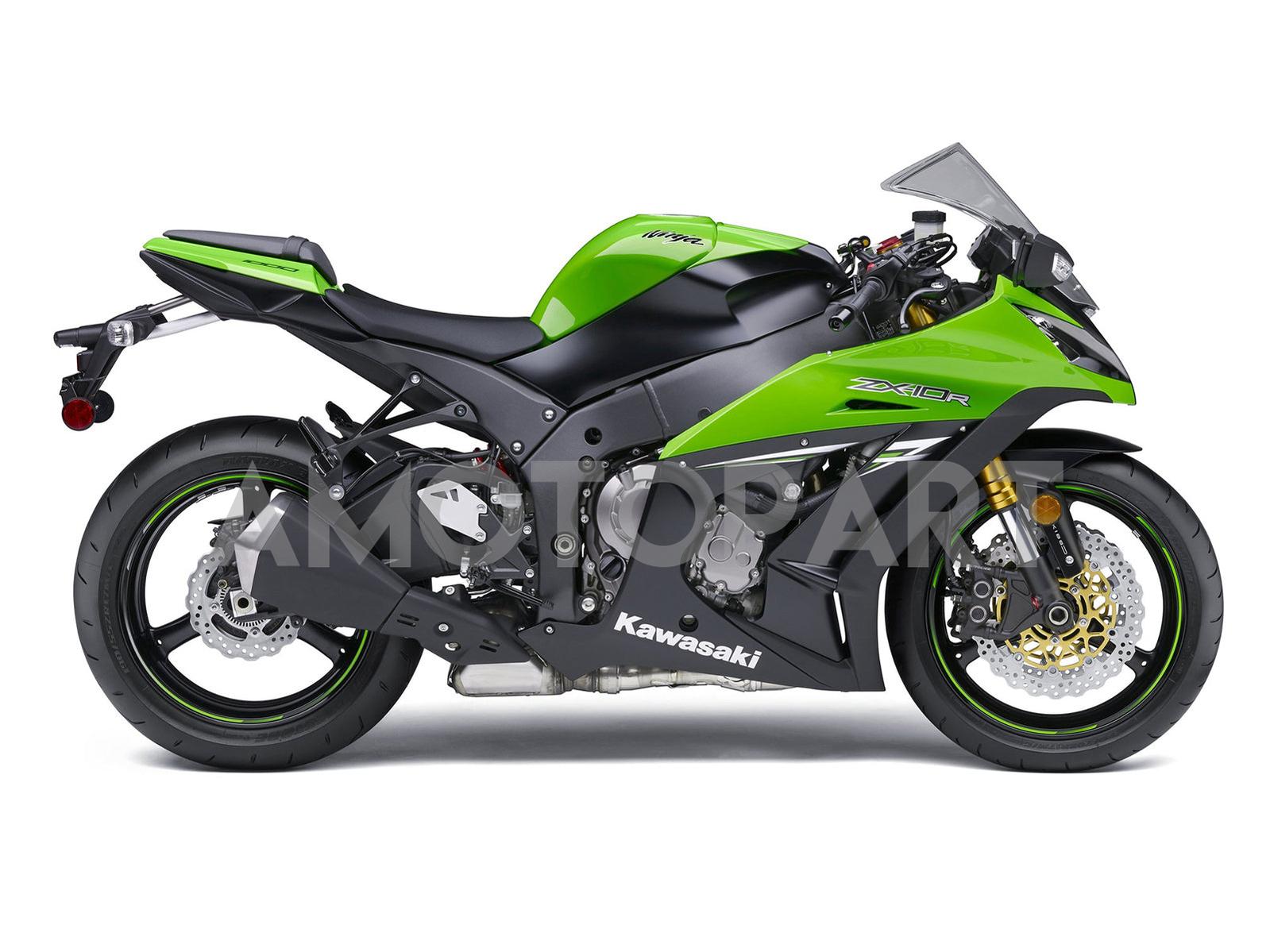 Amotopart 2011-2015 Kawasaki ZX10R Green Black Fairing Kit