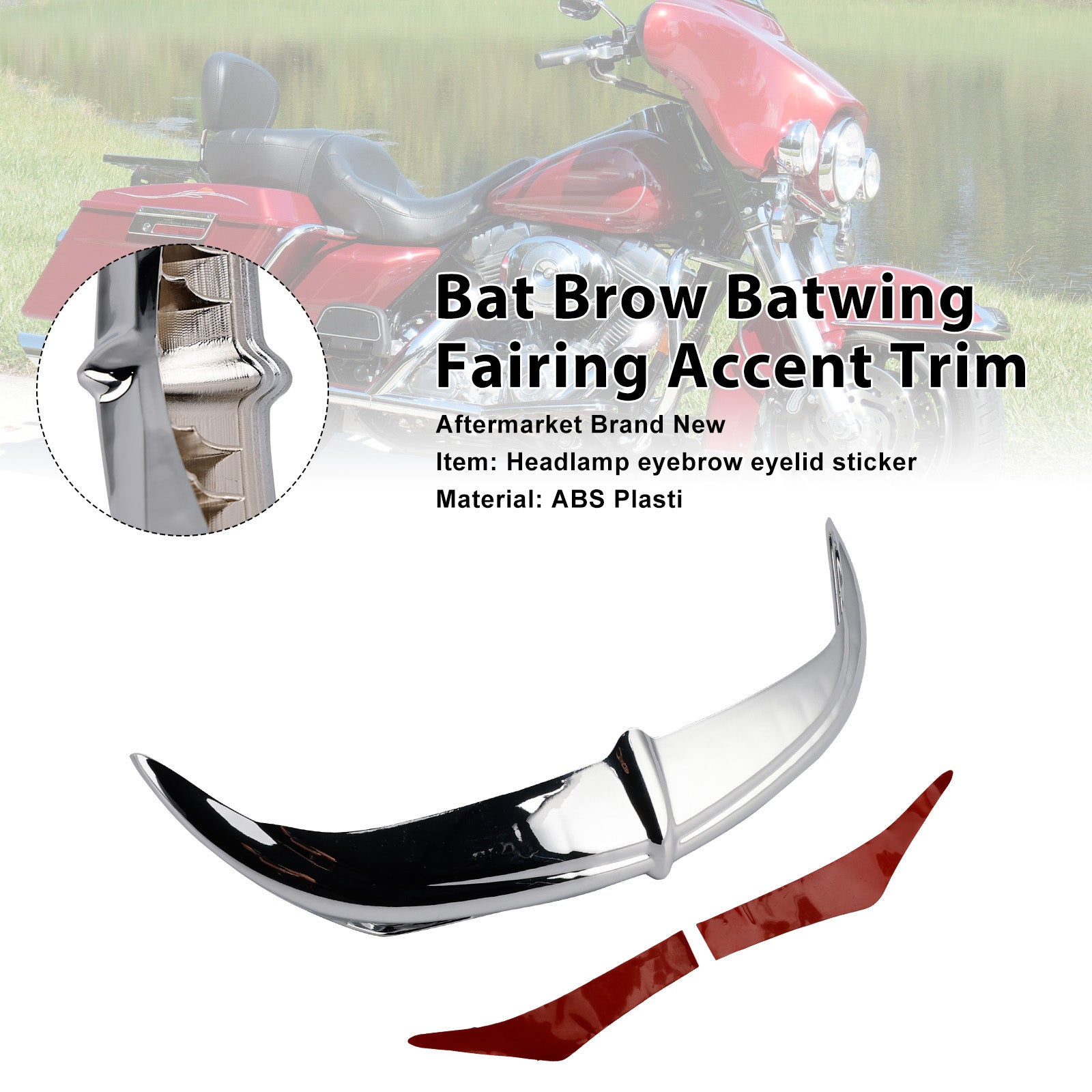 96-13 Electra Street Glides Trikes Bat Brow Batwing Fairing Accent Trim