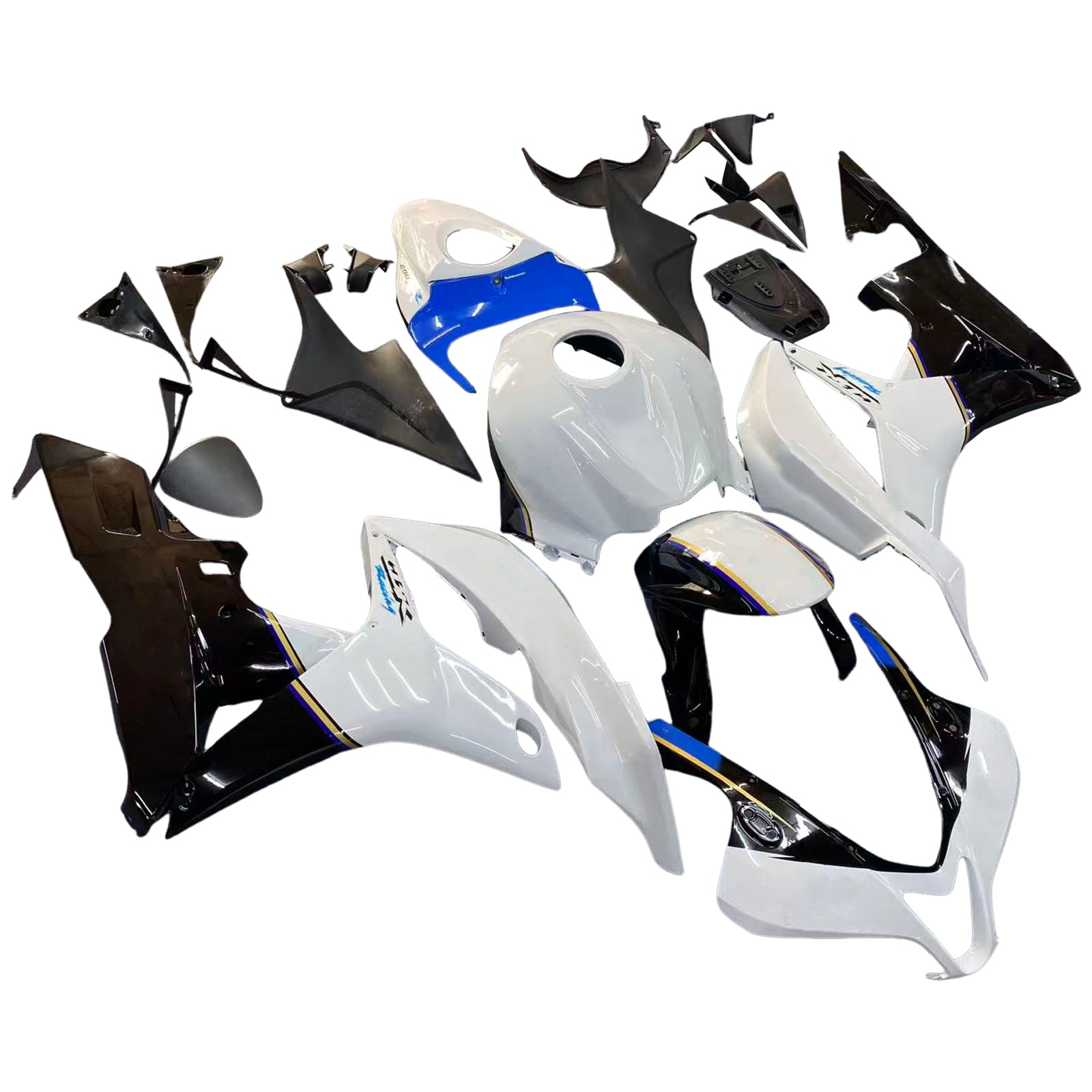 Amotopart 2007–2008 Honda CBR600RR Weiß Schwarz Blau Verkleidungsset