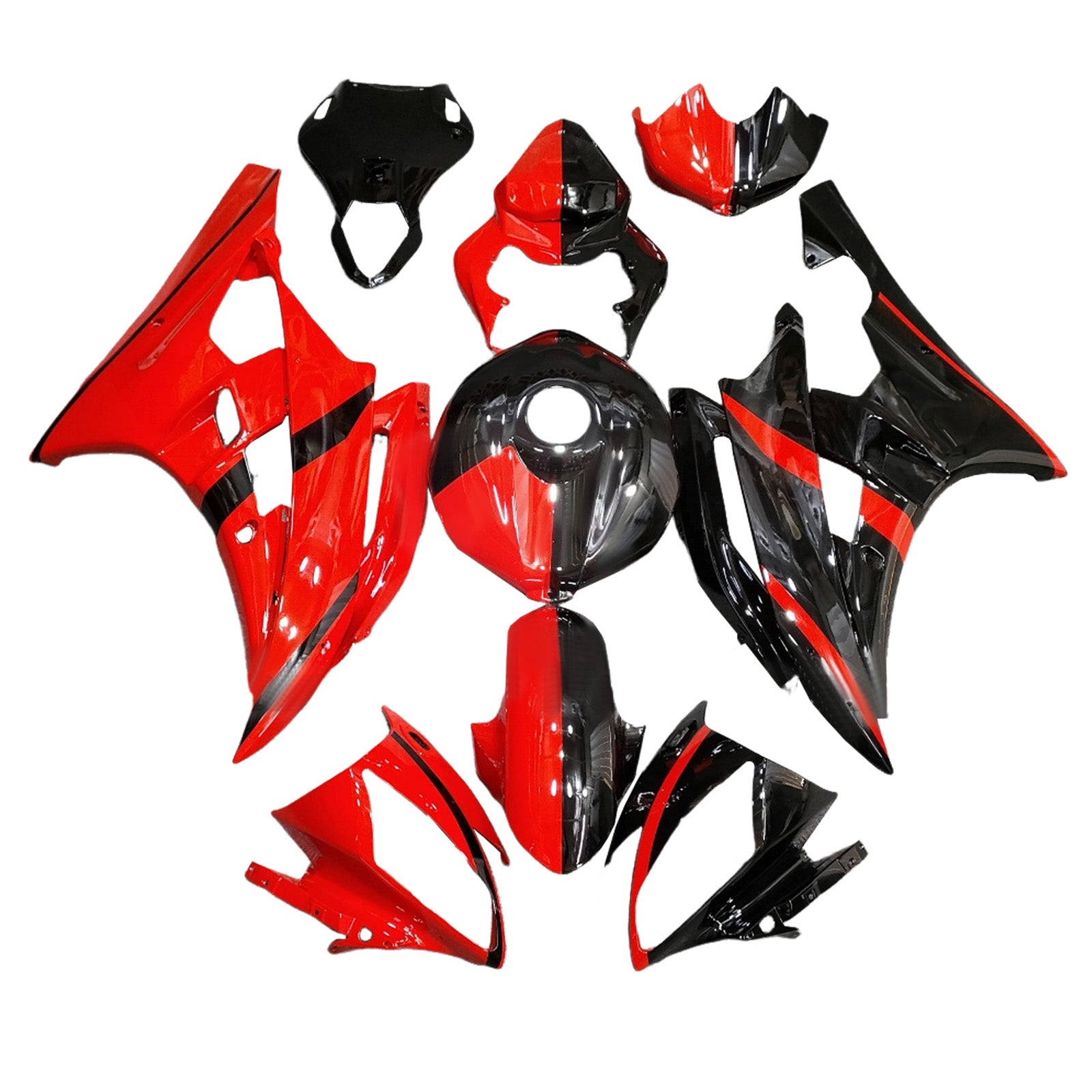 Amotopart 2006-2007 Yamaha YZF-R6 Red & Black Fairing Kit