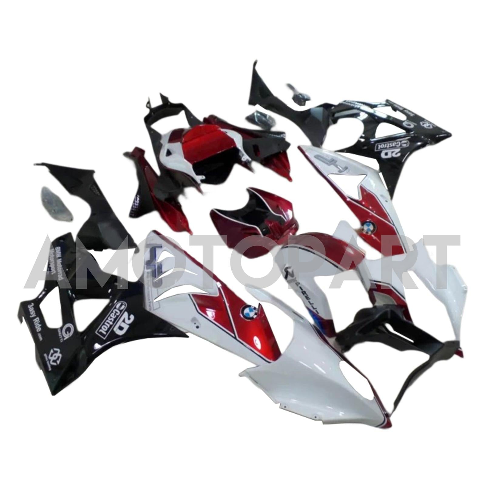 Amotopart BMW S1000RR 2009-2014 White&Red Style1 Fairing Kit