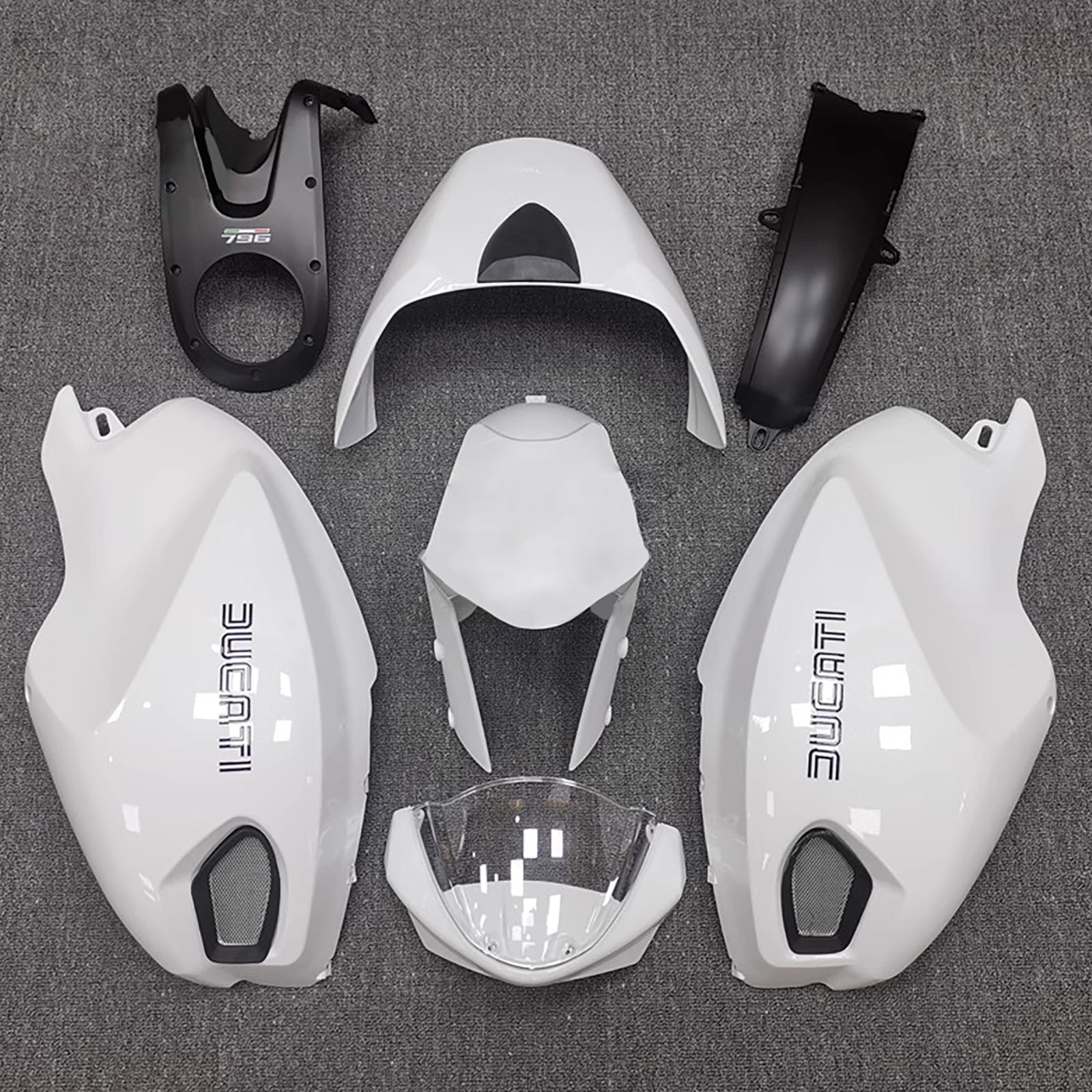 Amotopart All Years Ducati Monster 696/796/1100 S EVO Glossy White Fairing Kit