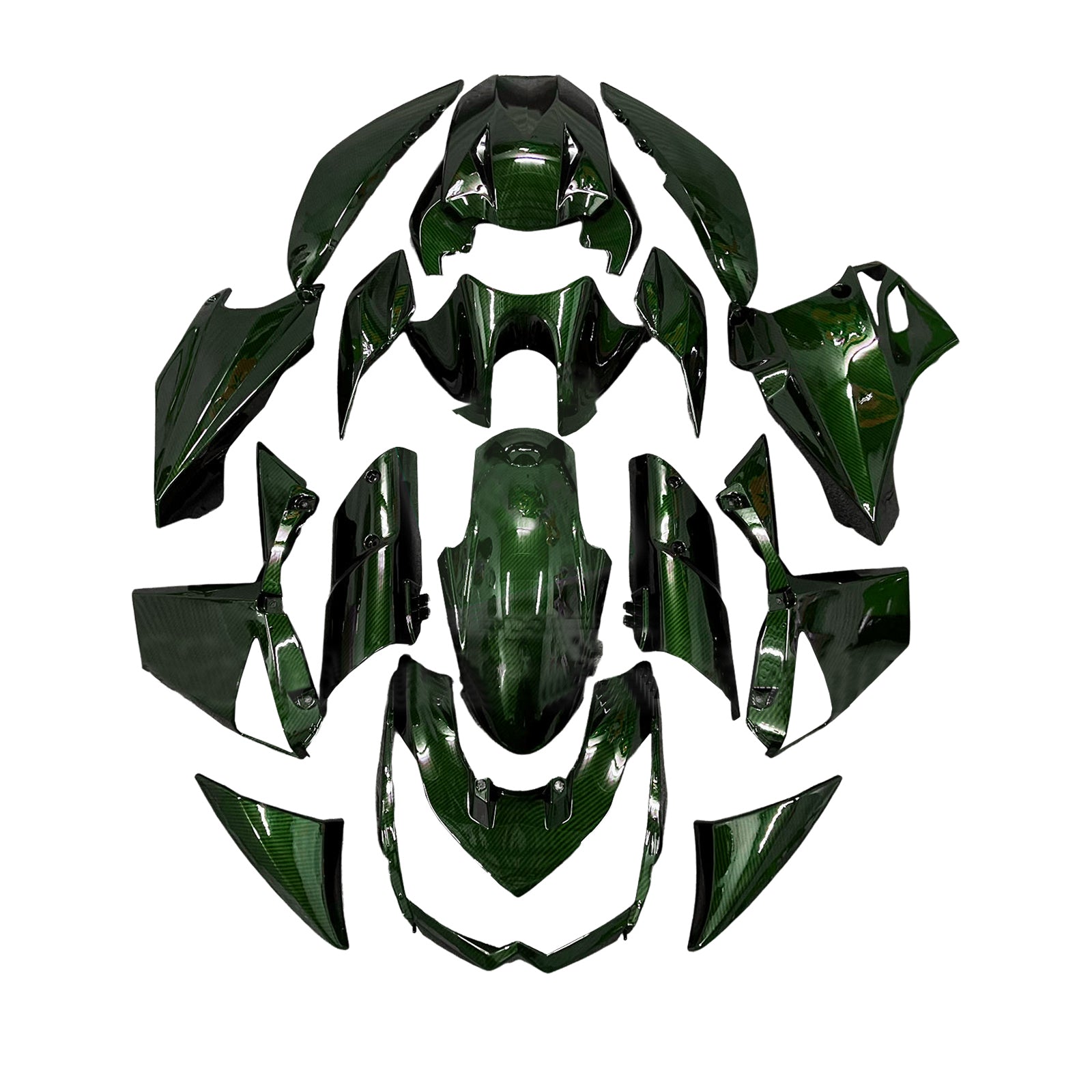 Amotopart 2010-2013 Kawasaki Z1000 Dark Green Carbon Fiber Pattern Fairing Kit
