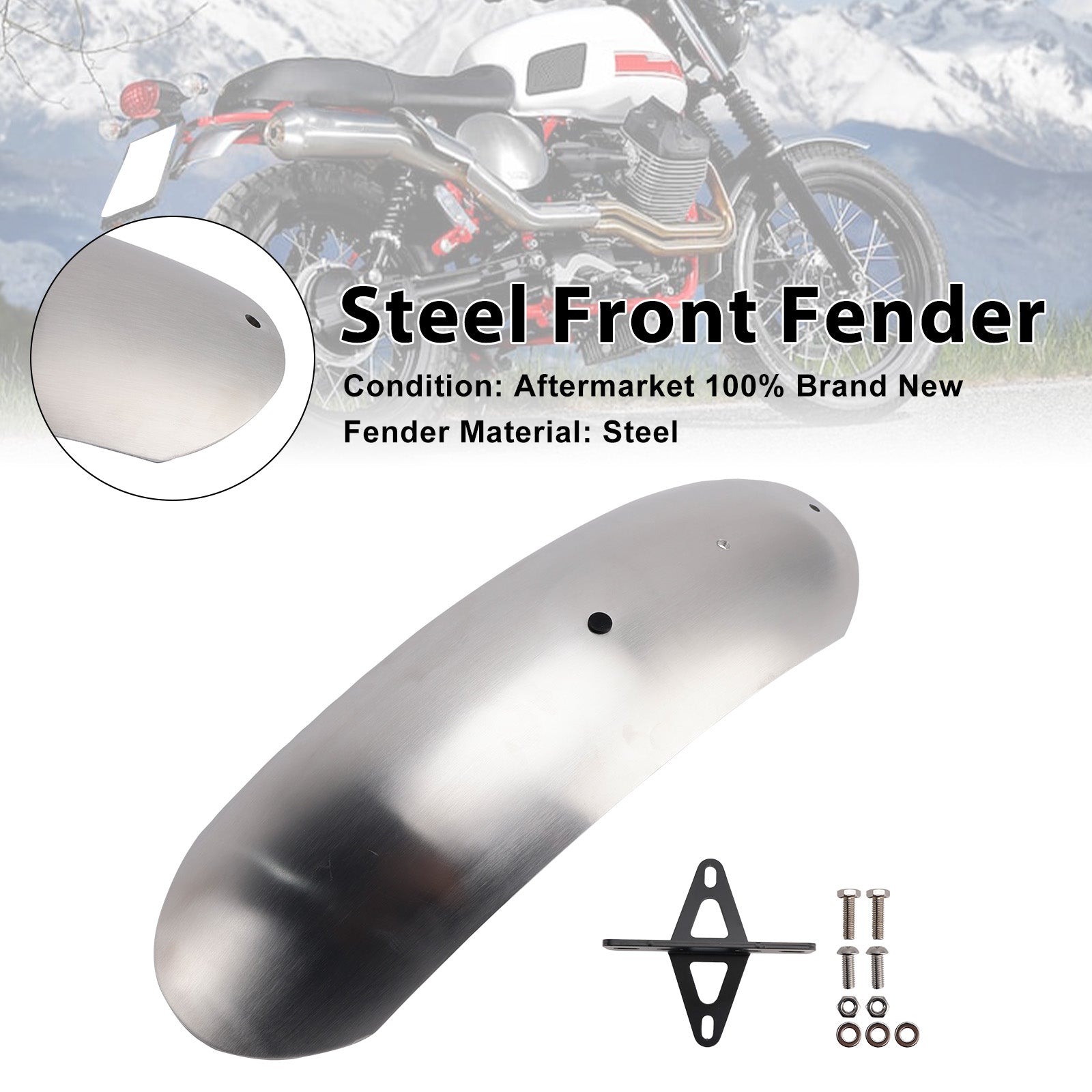 10-16 Parafango anteriore in acciaio speciale MOTO GUZZI V7 II Stone Classic