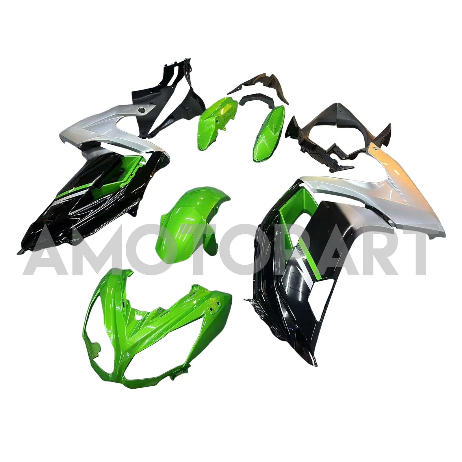 Amotopart 2012-2016 Kawasaki Ninja 650 EX650 Green Black White Fairing Kit