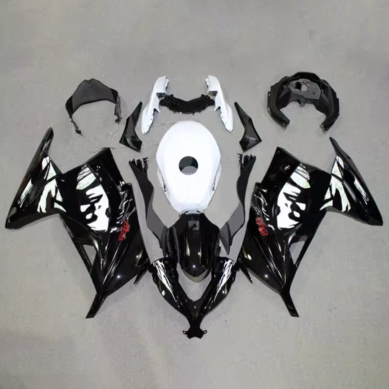 Amotopart 2013-2024 Kawasaki EX300/Ninja300 Black White Fairing Kit