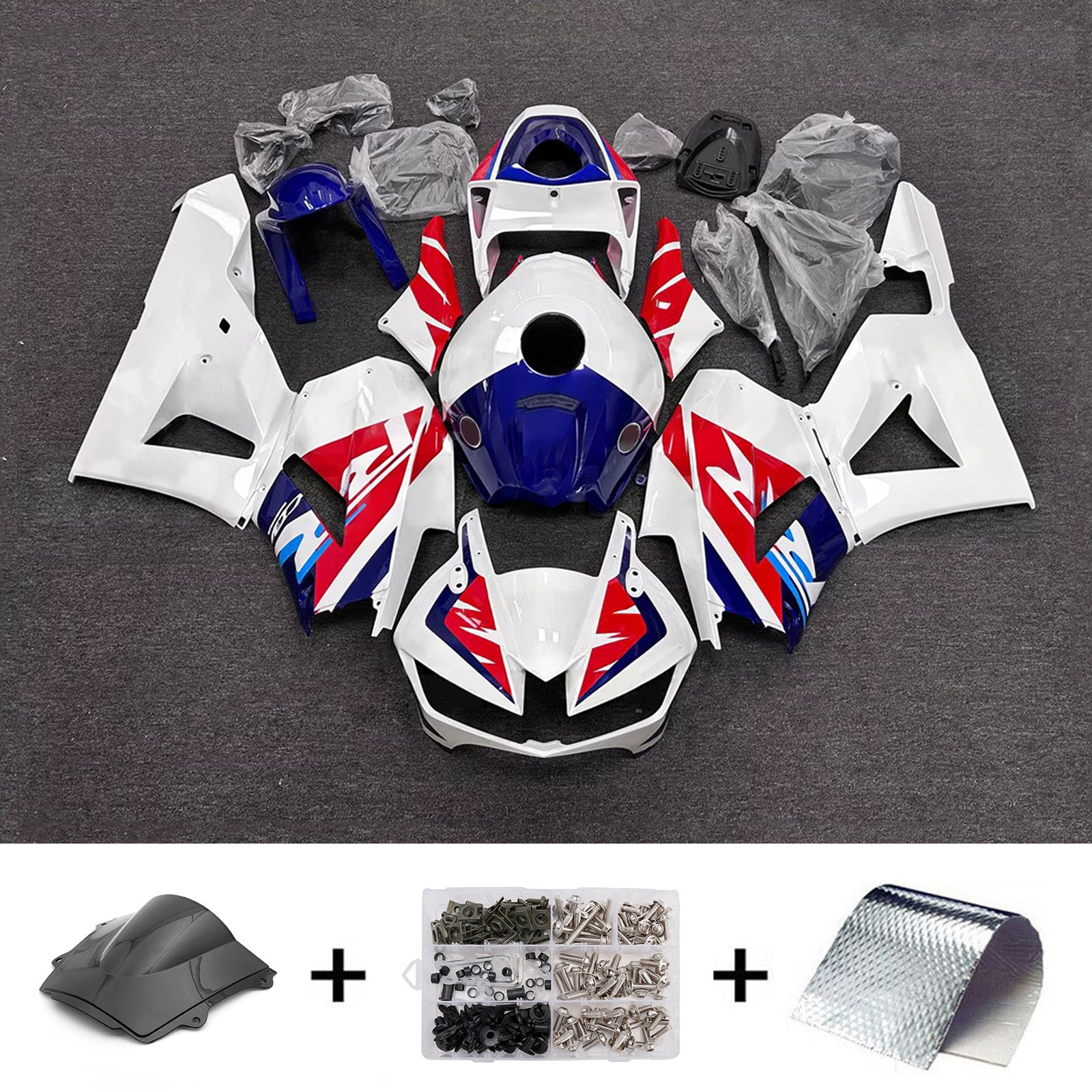 Amotopart 13-26 wersja amerykańska & 13-23 wersja europejska. Zestaw owiewek w kolorze białym do Hondy CBR600RR