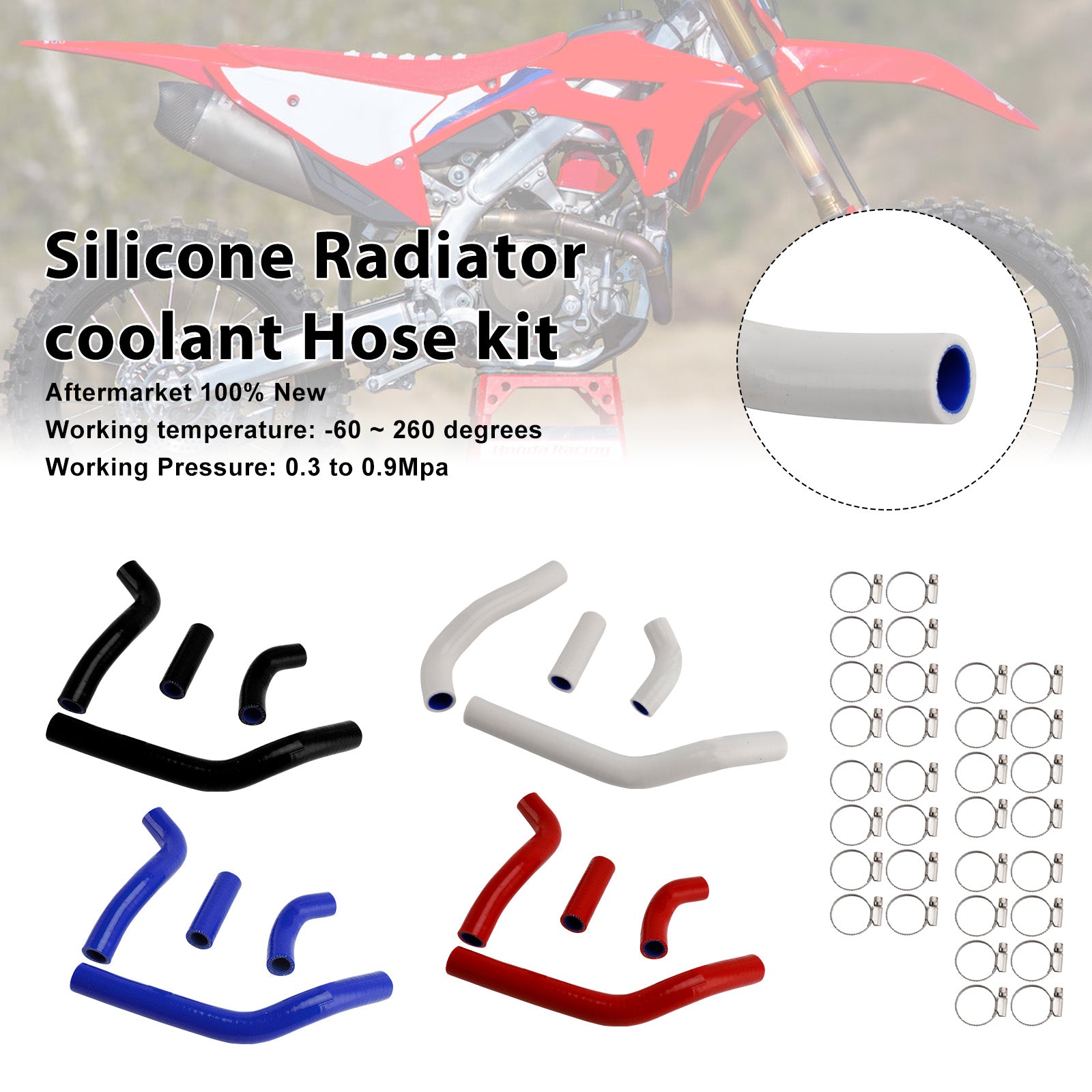 Honda CRF450R RX RWE 21-25 Silicone Radiator coolant Hose kit