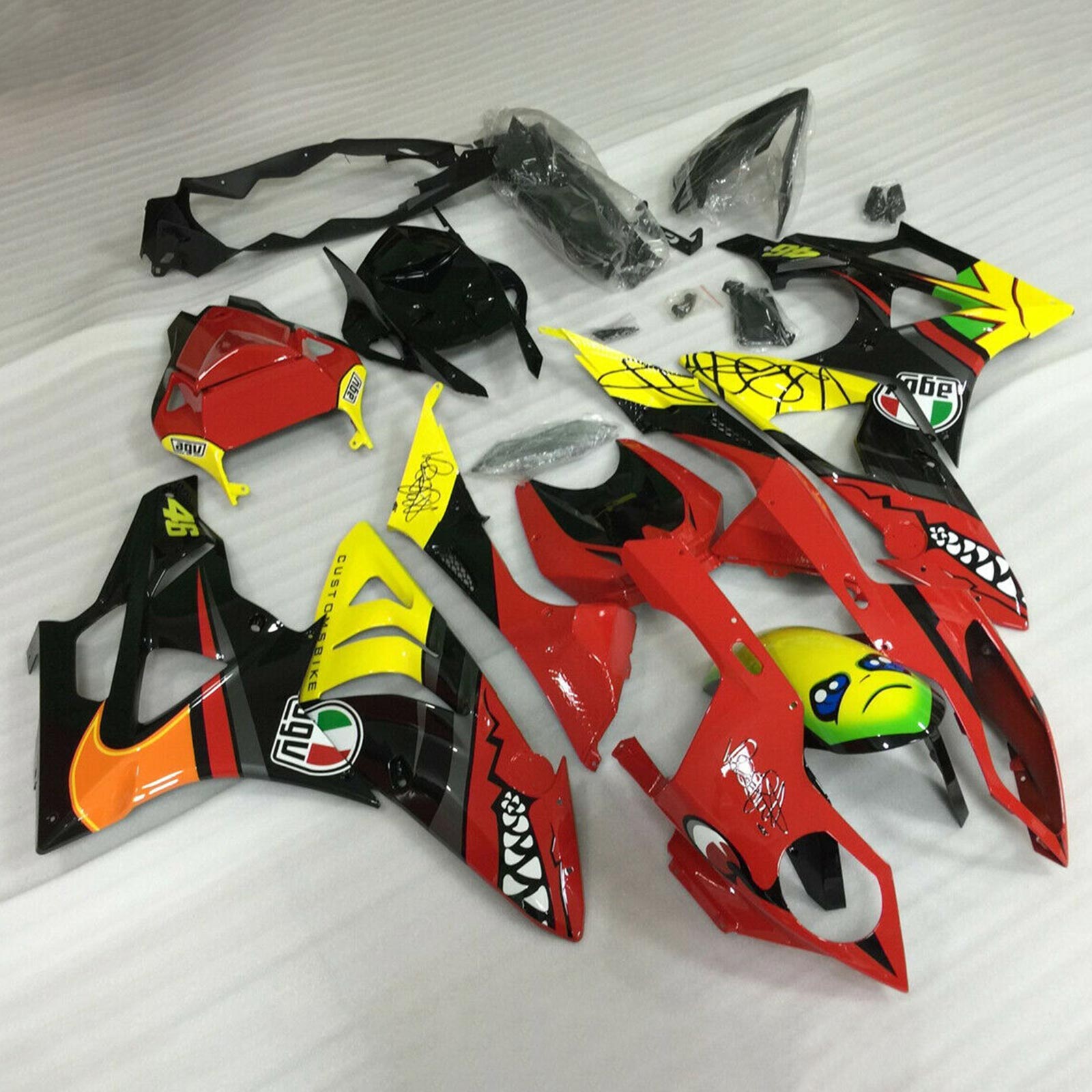 Amotopart 2009-2014 S1000RR BMW Yellow & Red Fairing Kit