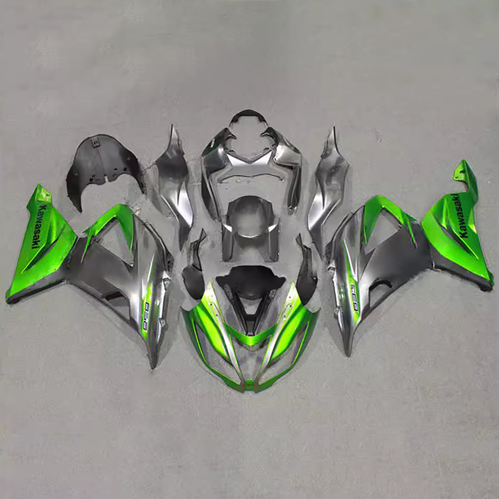 Amotopart 2013-2018 Kawasaki ZX6R 636 Black Green Gray Fairing Kit