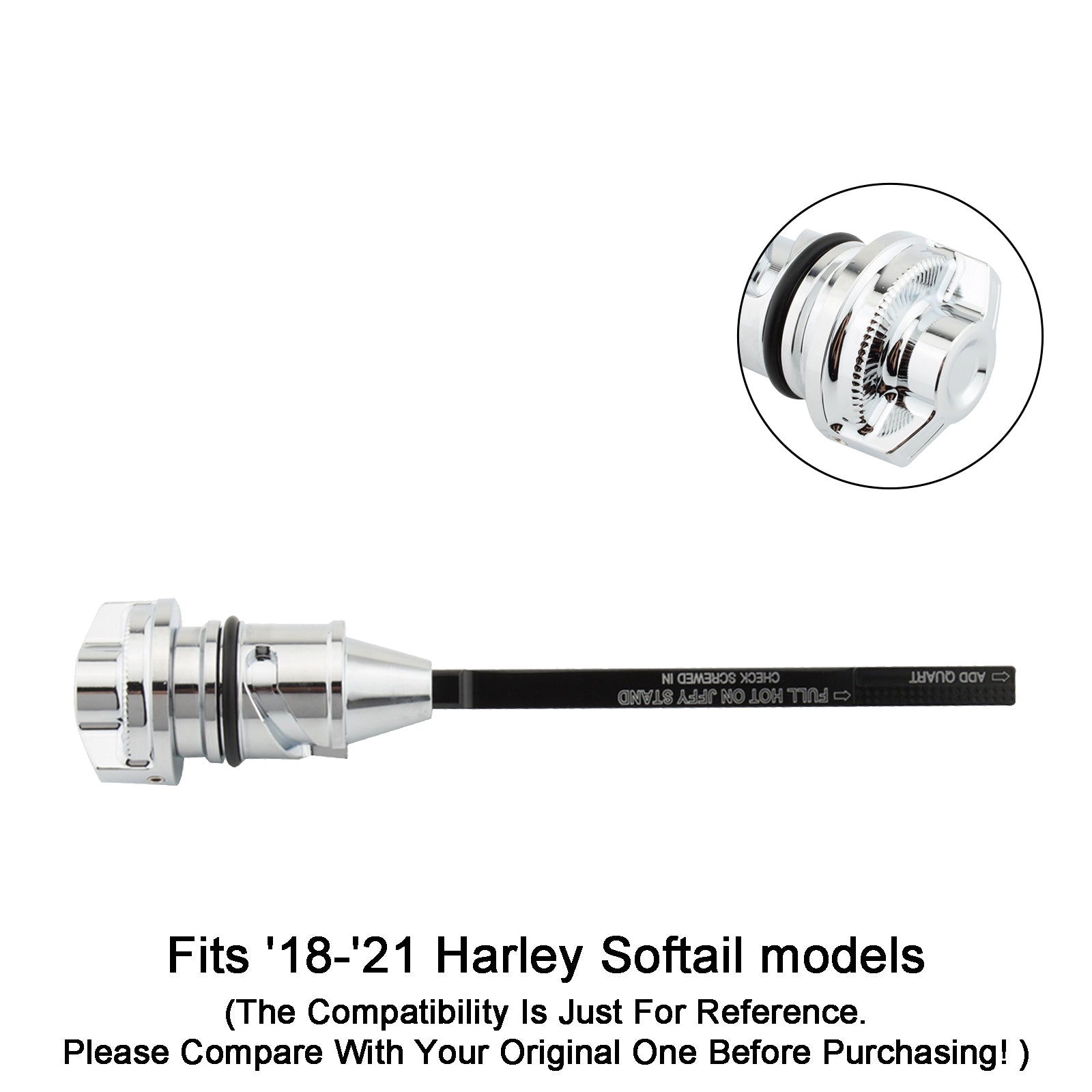 Harley Oil Dipstick Tank Cap Plug til Softail Breakout Standard Heritage Classic