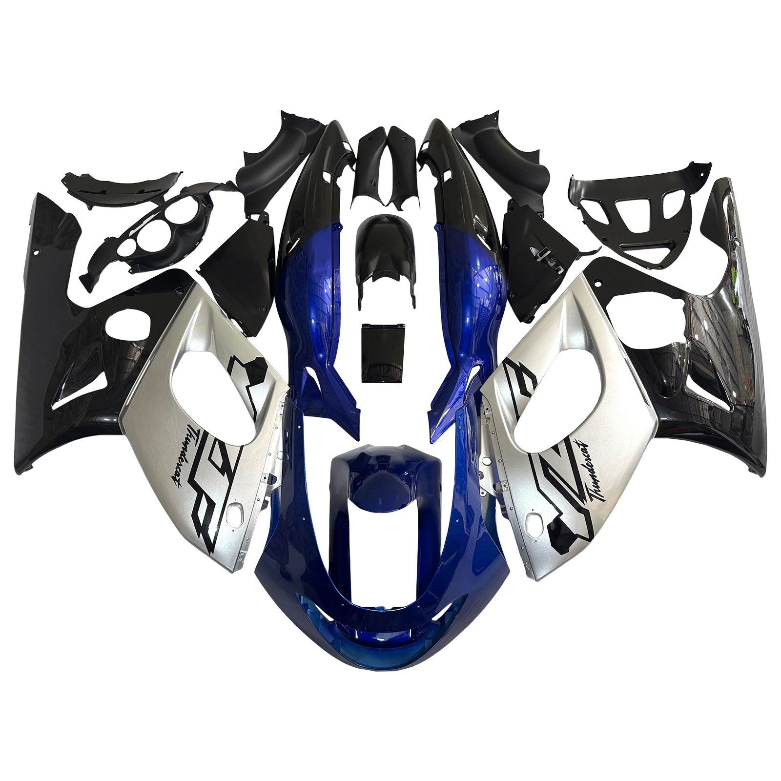Amotopart 1996-2007 Yamaha YZF 600R Thundercat Kit de carénage bleu noir