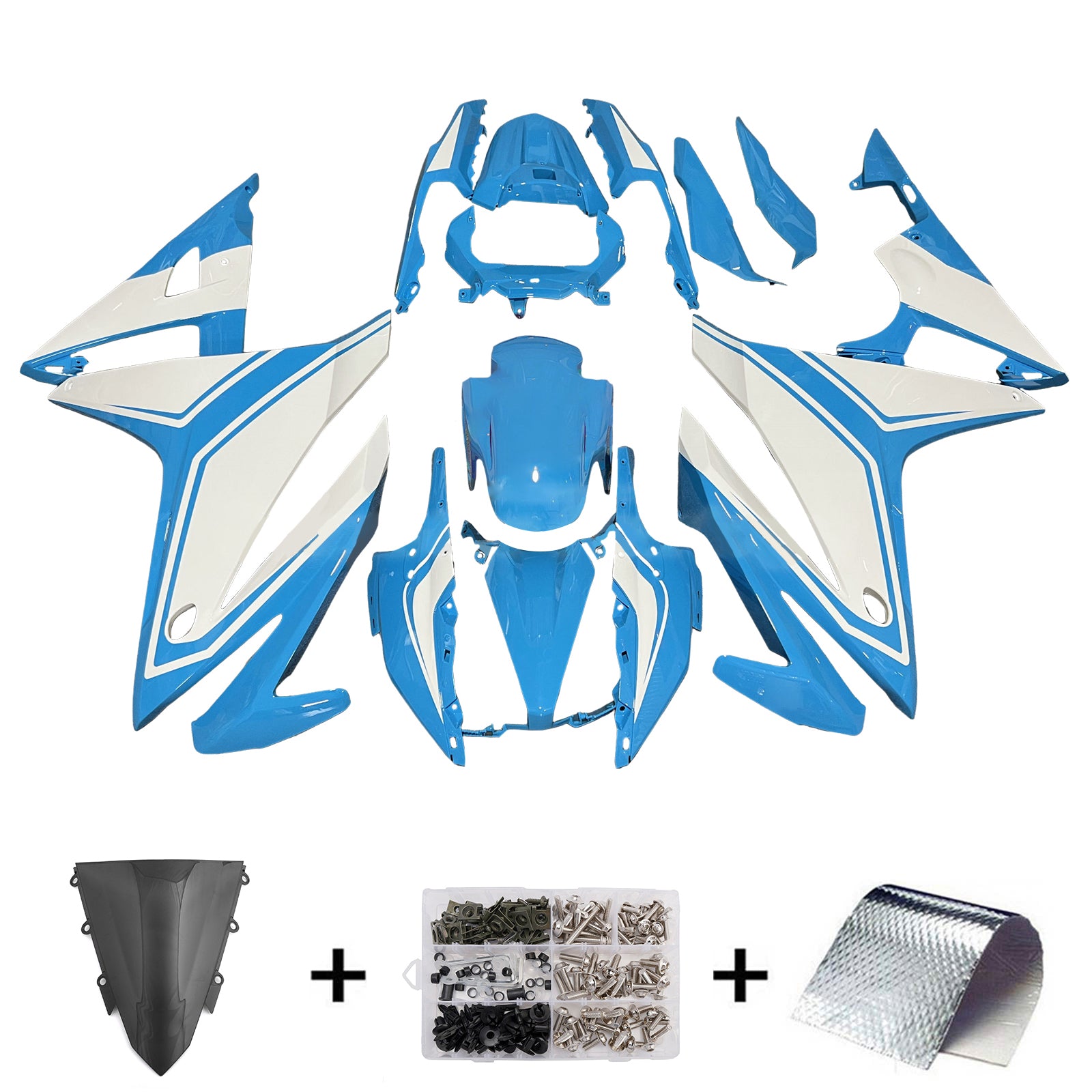 IAmotopart 2016-2018 Honda CBR500R Light Blue White Fairing Kit