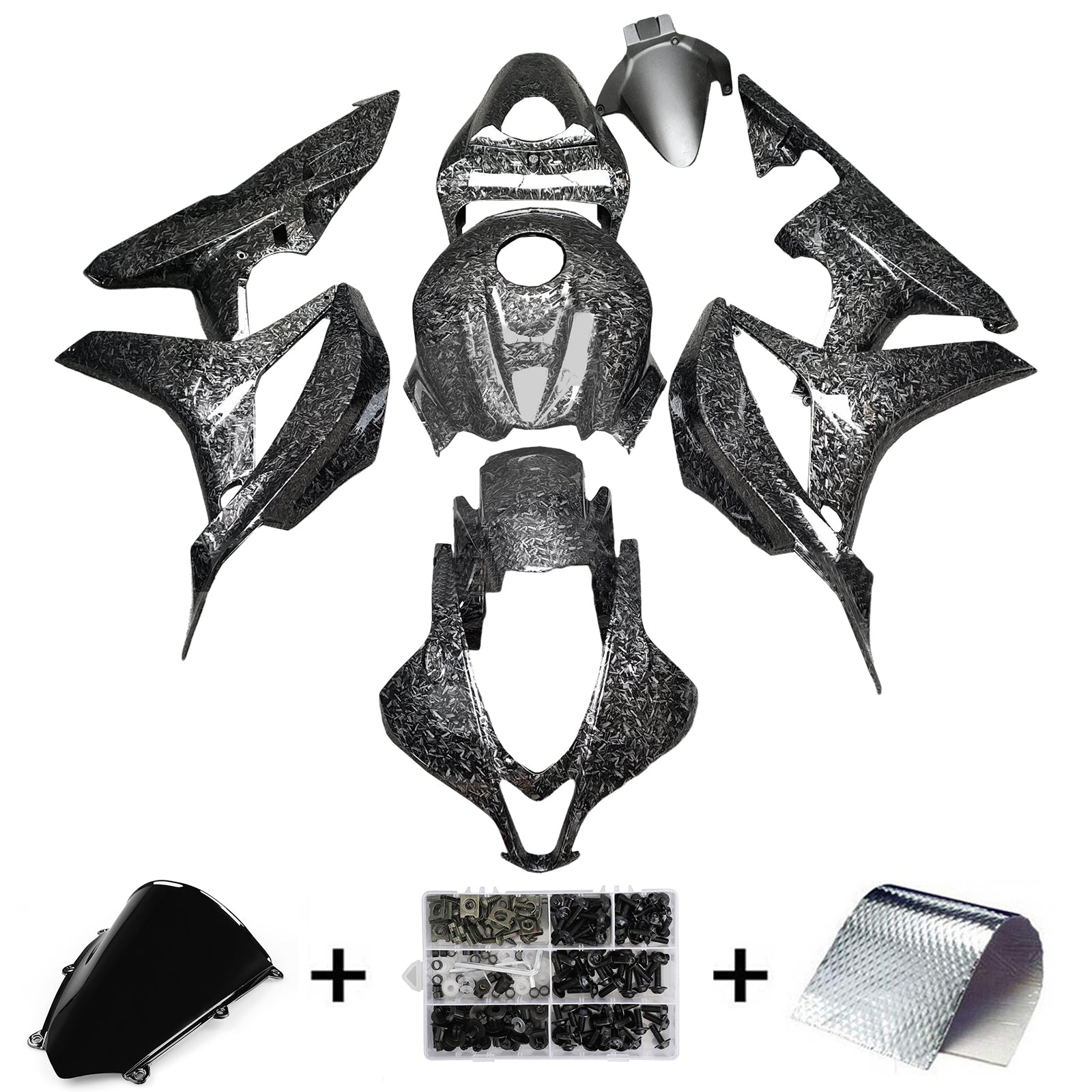 Amotopart 2007-2008 Honda CBR600RR Forged Carbon Fiber Patterns Fairing Kit