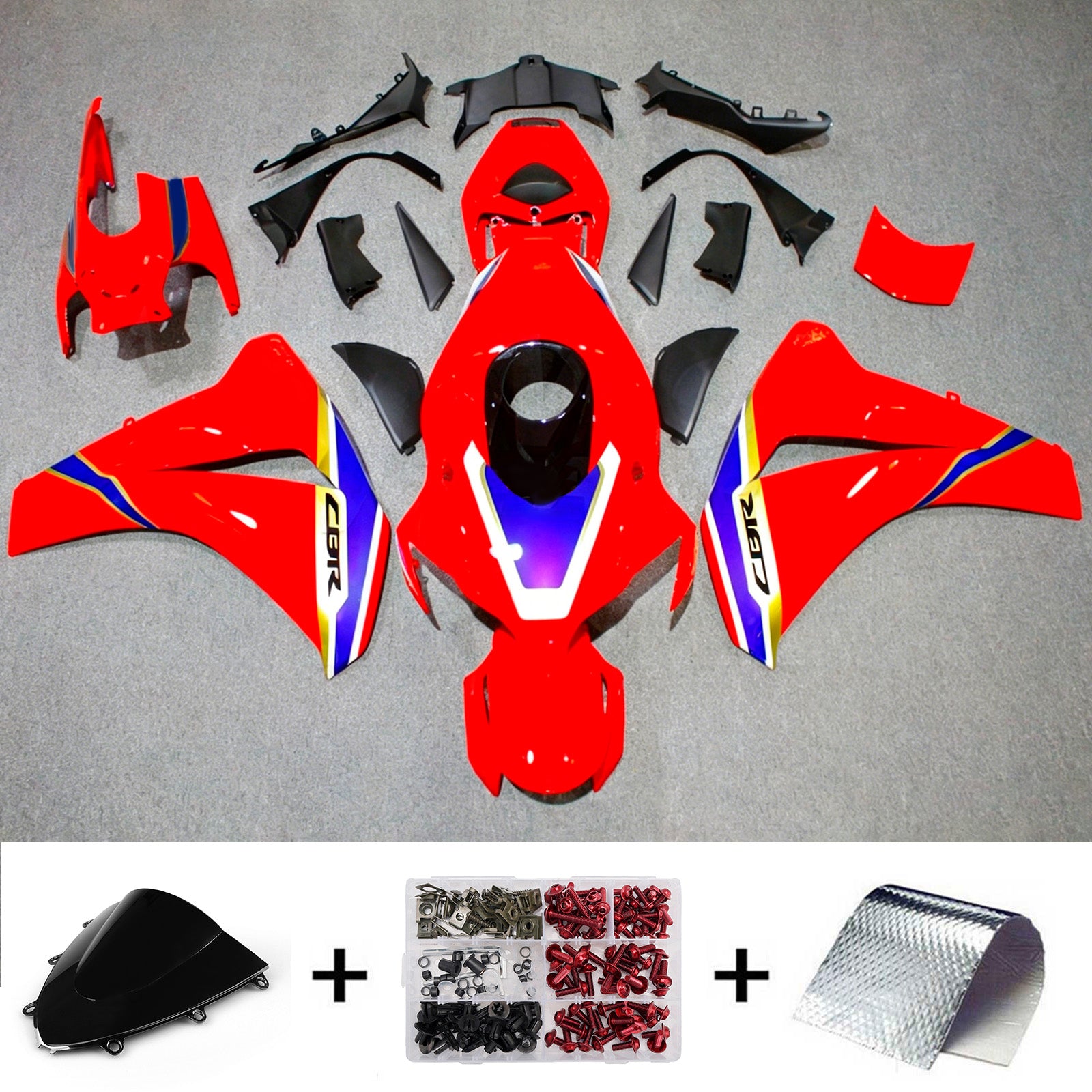 Amotopart 2008-2011 Honda CBR1000RR Red/Black Fairing Kit