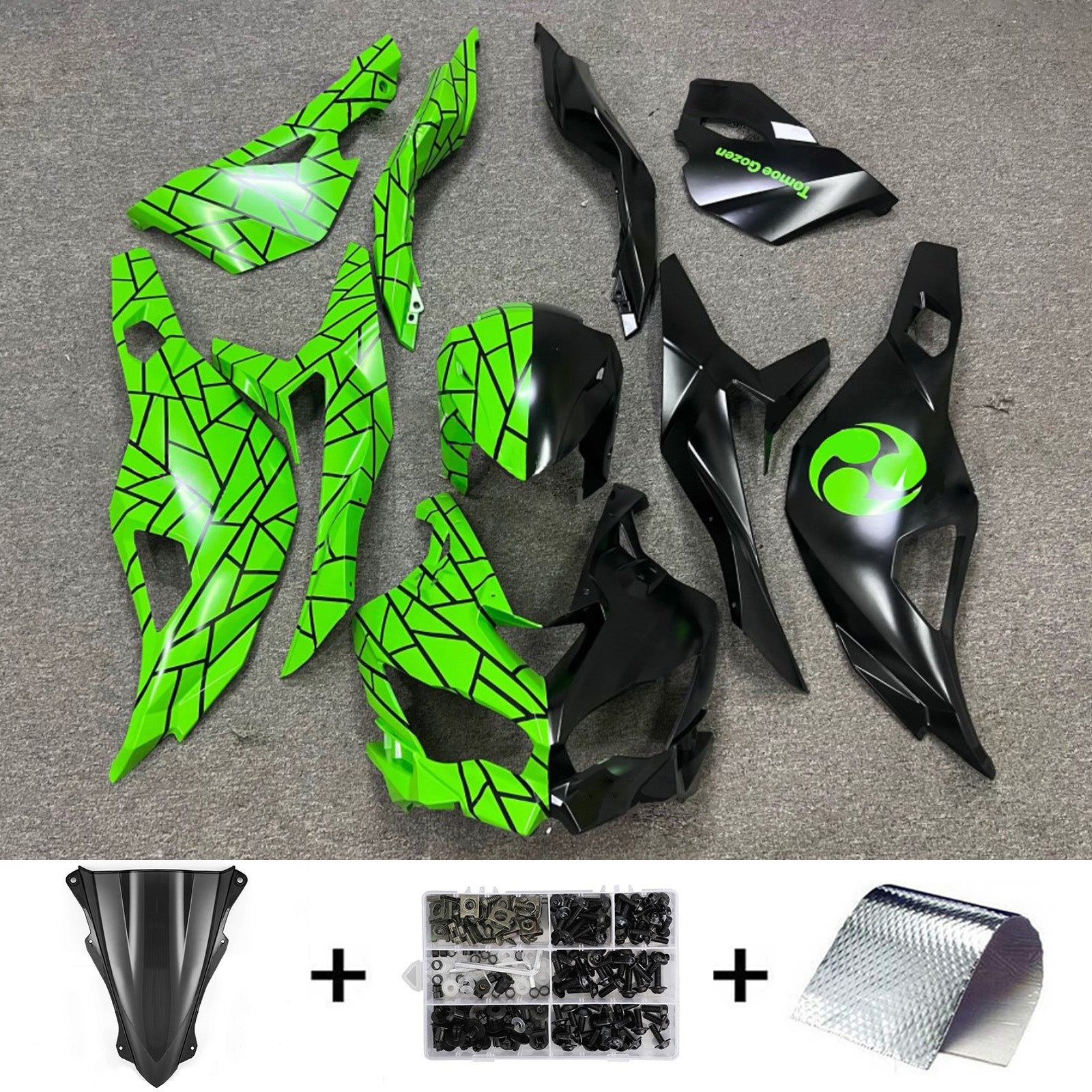 Amotopart 2019–2024 Ninja ZX-25R ZX-4R ZX-4RR Kawasaki Grün&Schwarzes Verkleidungskit