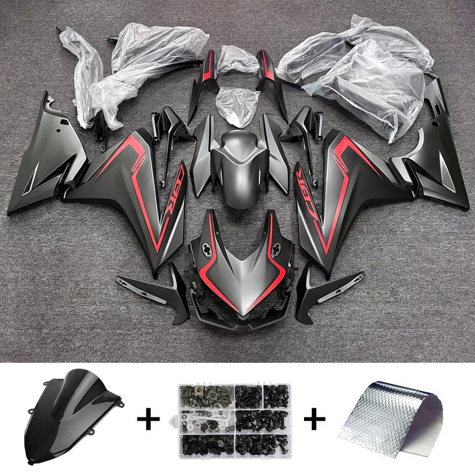 Amotopart 2019-2021 Honda CBR500R Black Fairing Kit