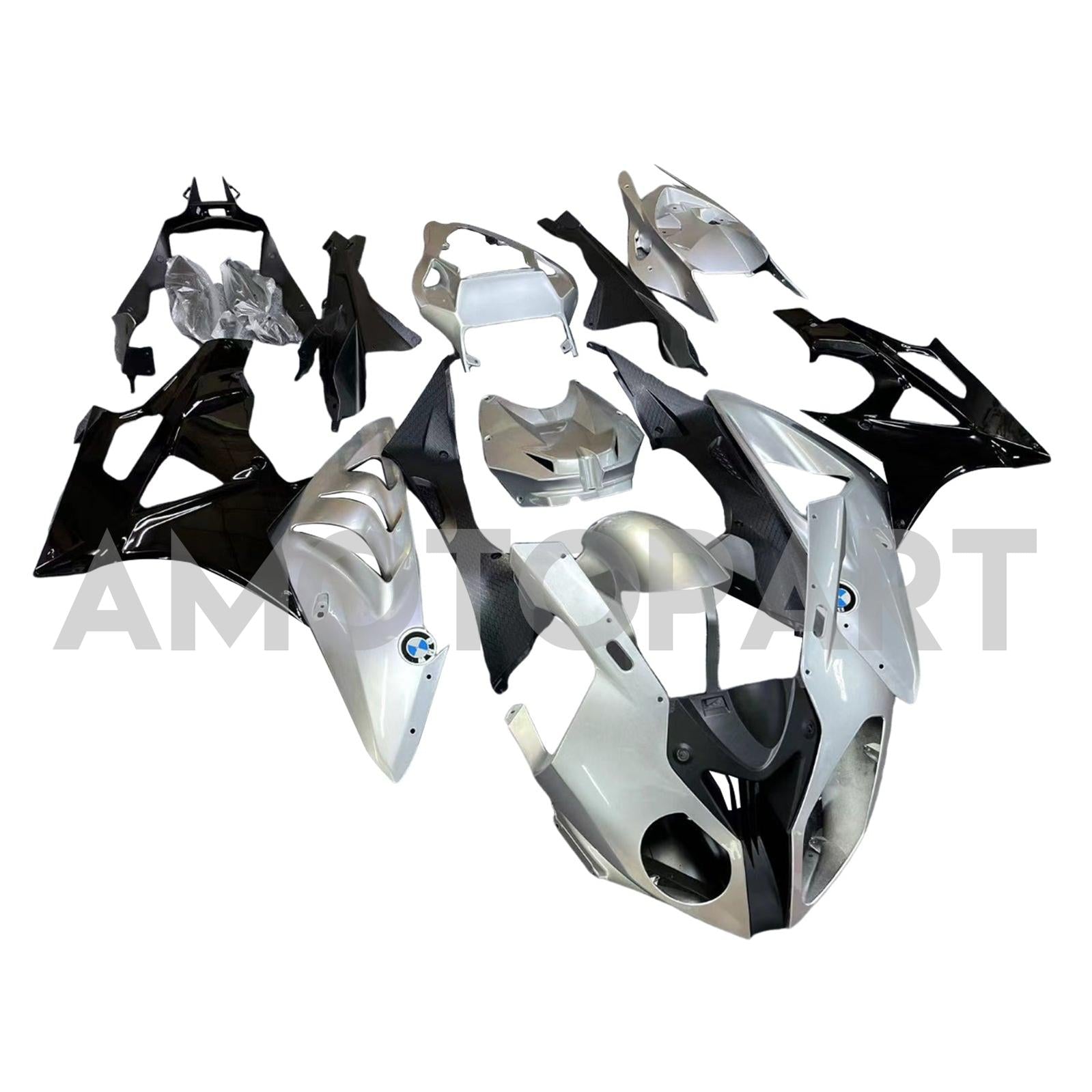 Amotopart 2009-2014 BMW S1000RR Sliver Black Fairing Kit