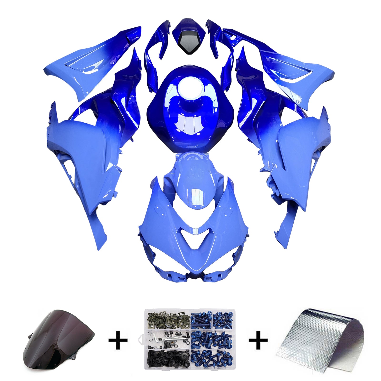 Amotopart 2024-2025 Kawasaki ZX-6R Light Blue & Dark Blue Fairing Kit